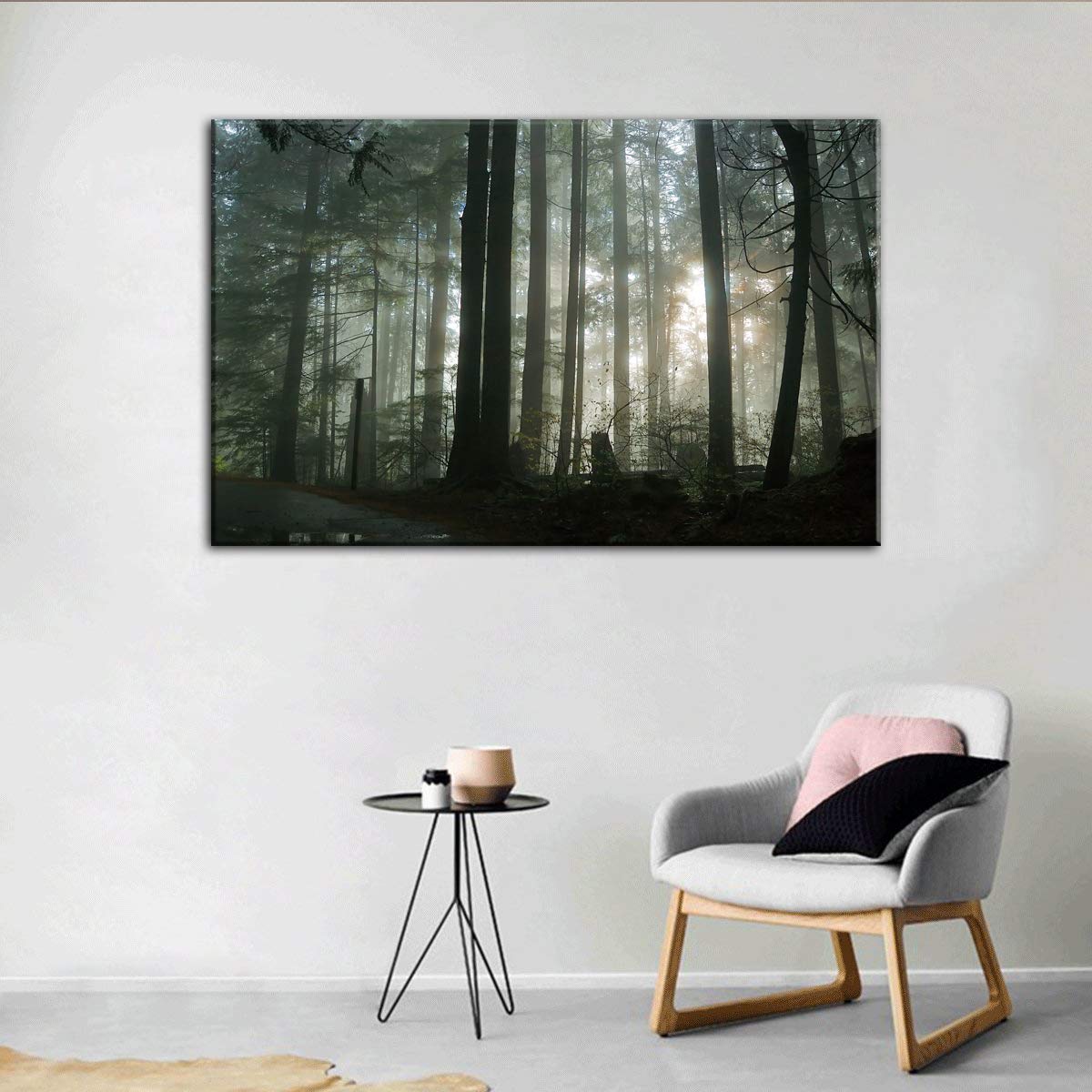 Ethereal Elven Forest Canvas Wall Art - Nature Landscape Painting Print for Home Decor | Early Morning Fairytale Dream Scene | Ready to Hang | Perfect for Living Room, Bedroom & Office Decor