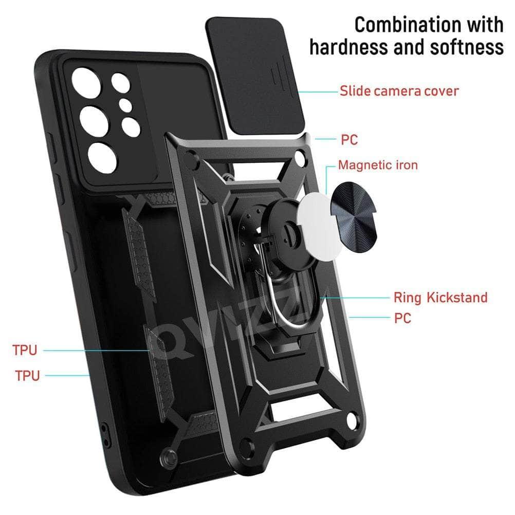 Samsung Galaxy S22 Full Cover Slide Camera Armor Bumper Case - Shockproof Protective Phone Cover for Outdoor Activities & Daily Use