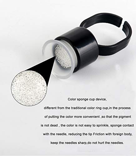 ORIONE 100PCS Tattoo Ink Rings - Microblading Glue Cups with Sponge for Permanent Makeup - Salon & Home Use