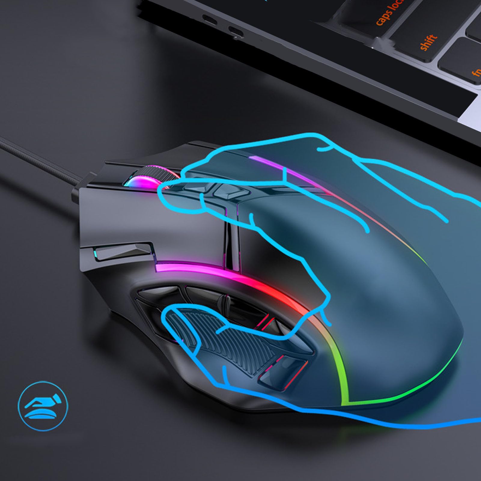 Ciciglow X15 Wired USB Gaming Mouse - 12800 DPI RGB Backlit Computer Mouse with 12 Programmable Buttons for PC Gamers | Perfect for FPS, MOBA Games & Office Work