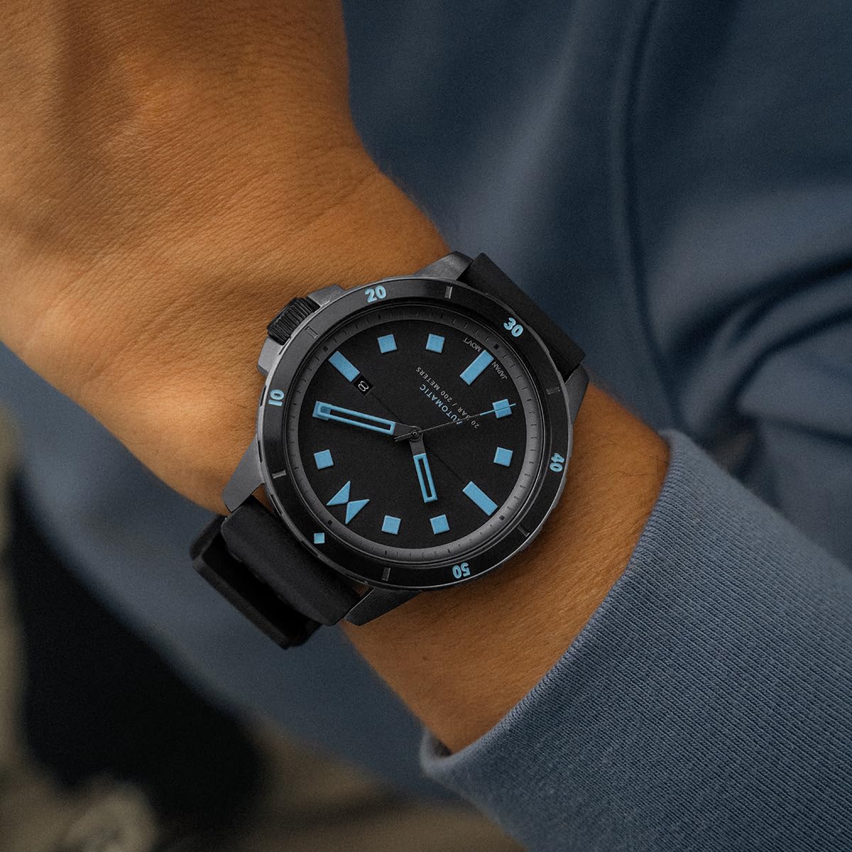 MVMT Men's Minimalist Sport Automatic Watch - Waterproof, Stainless Steel, Casual & Dress Wear for Everyday, Work & Outdoor Activities