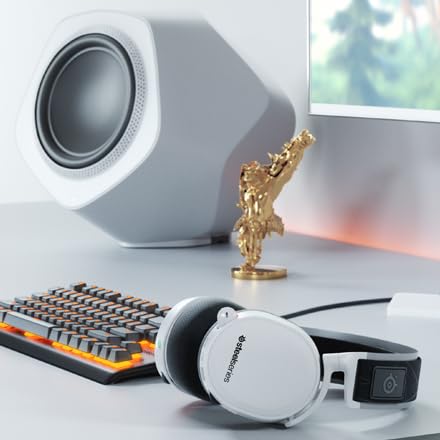 SteelSeries Arctis 7 Wireless Gaming Headset with DTS Headphone:X v2.0 Surround Sound - Noise Cancelling Mic - 24H Battery - Compatible with PC, PS4, PS5 - White - Perfect for FPS Games, Streaming & Online Meetings