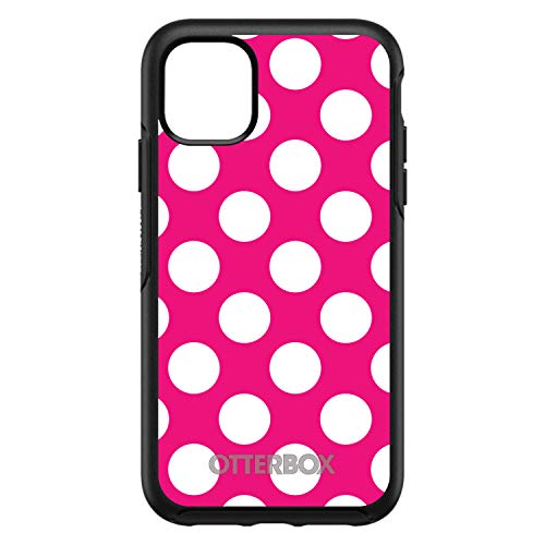White & Hot Pink Polka Dots On Black Case