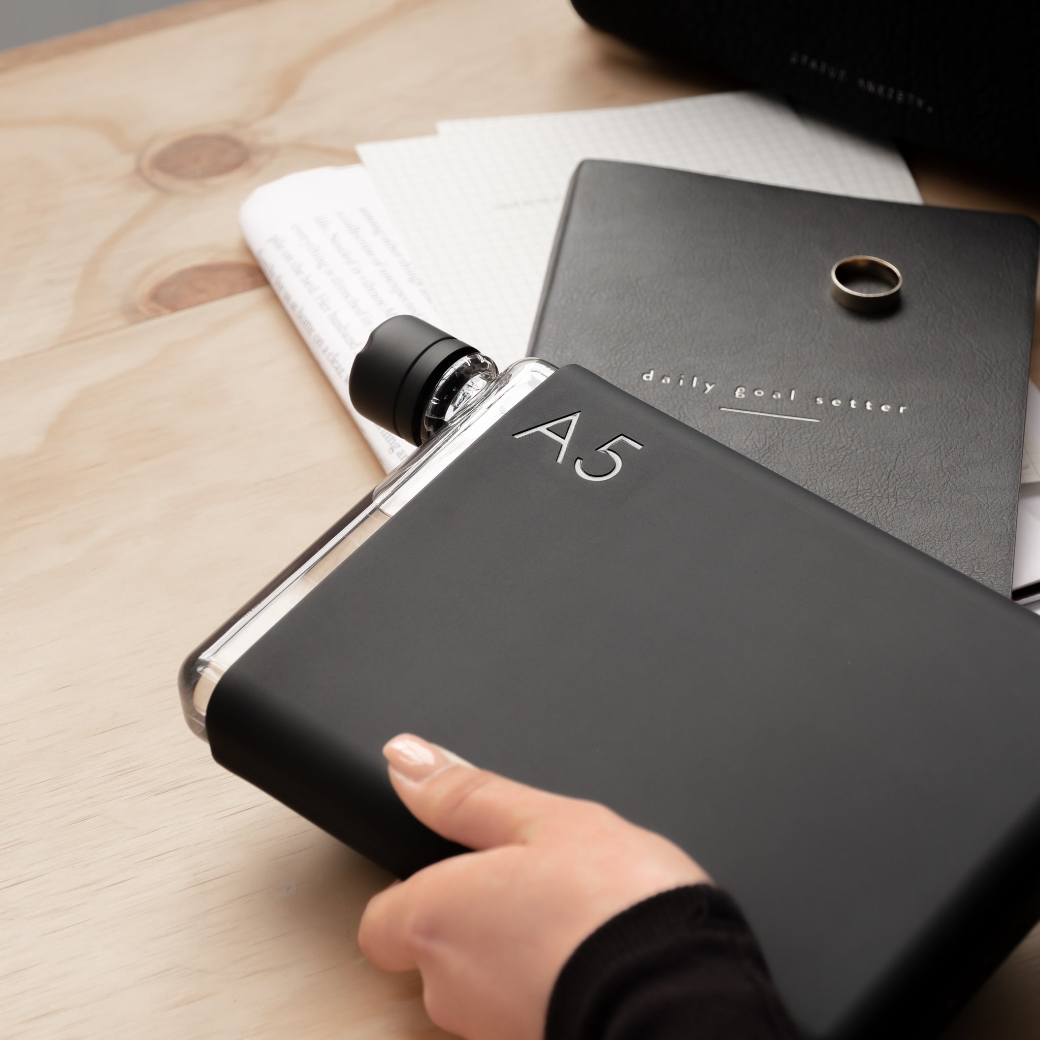 Premium A5 Notebook Silicone Sleeve Cover - Black Ink Color - Perfect for Journaling, Sketching & Office Organization