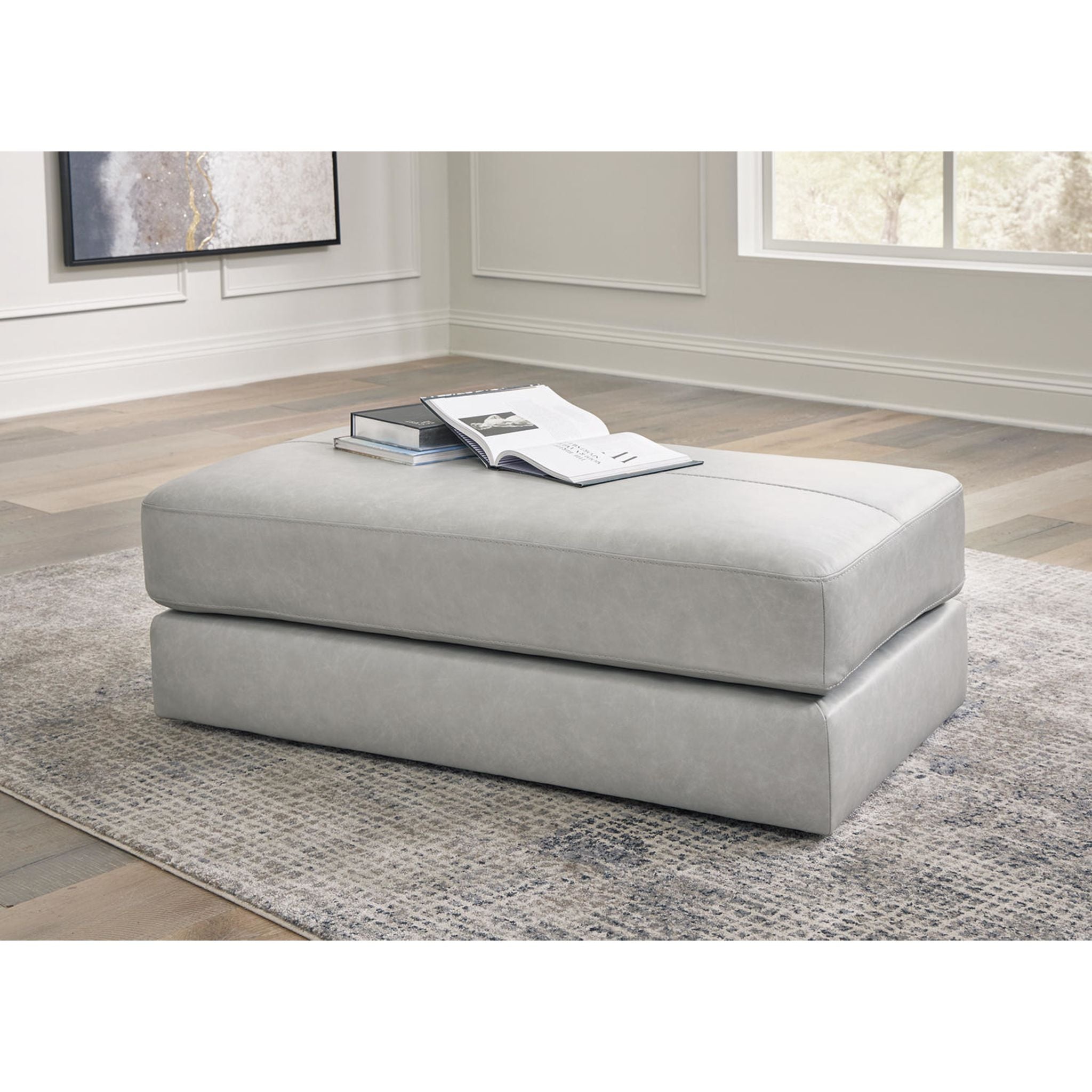 Amiata Oversized Accent Ottoman - Large Tufted Storage Footstool, Glacier Blue - Perfect for Living Room, Bedroom & Home Decor