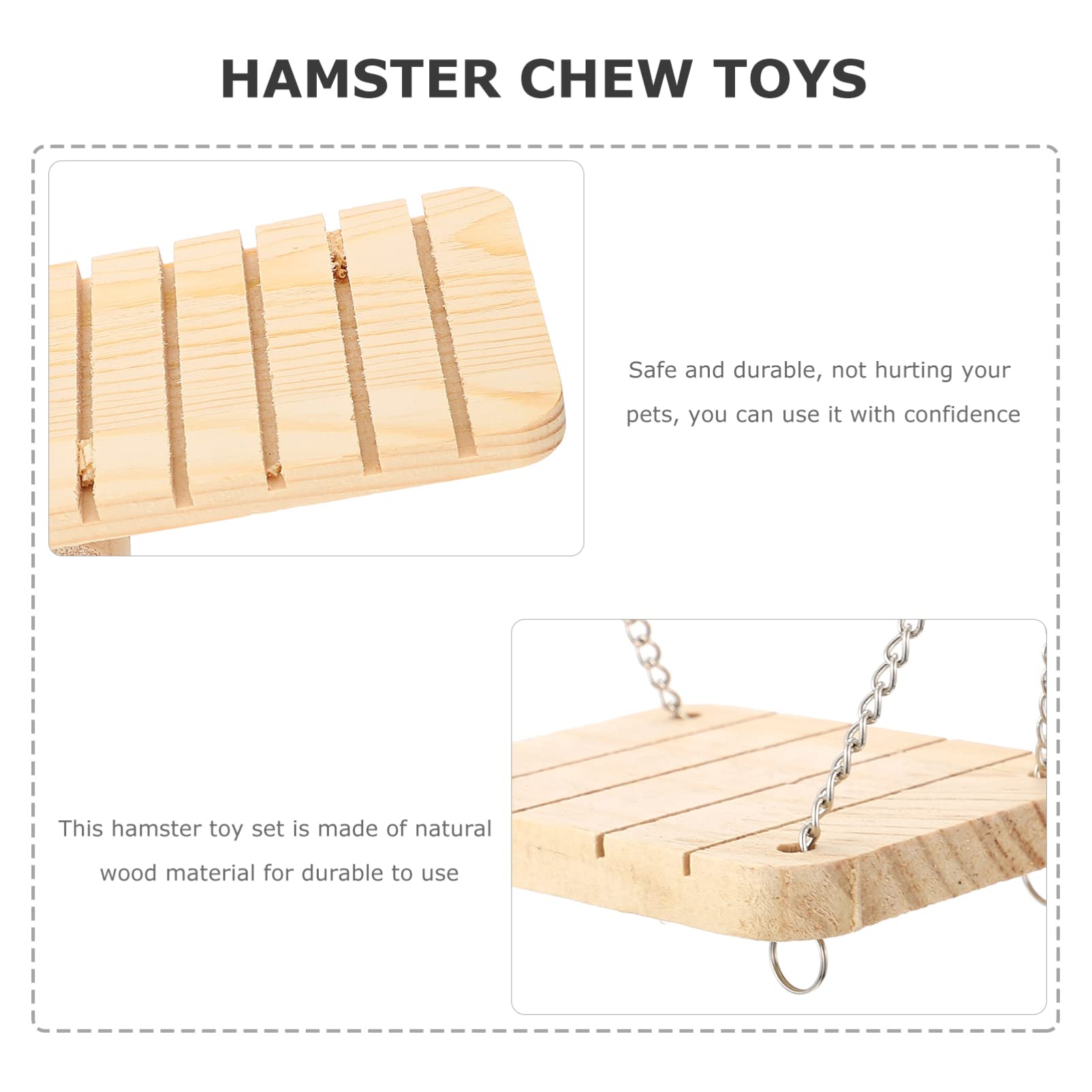 Balacoo 5Pcs Natural Wooden Hamster Chew Toys Set - Small Animal Ladder, Rolling Toy, Chew Frame & Platform for Hamsters, Gerbils, Birds - Perfect for Cage Climbing, Teeth Grinding & Playtime Fun