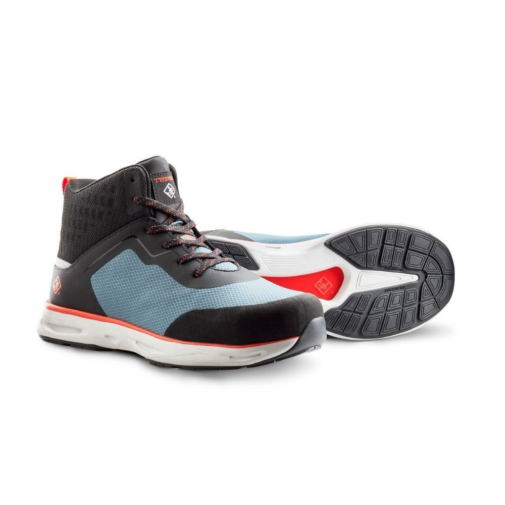 Terra Lites MID TR0A4NRTFR0 Composite Toe Athletic Work Shoes for Men & Women - Lightweight Safety Shoes with Slip Resistance, Blue/Red - Perfect for Construction, Warehouse, and Industrial Work Environments