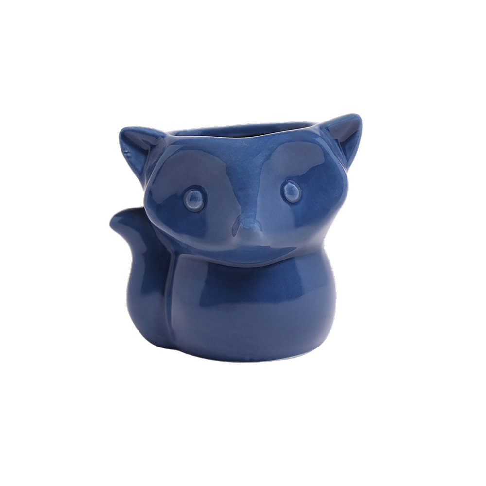 Fox Ceramic Indoor Plant Pot for Succulents - Small Decorative Flower Pots with Drainage Hole - Perfect for Home, Office, and Garden Decor