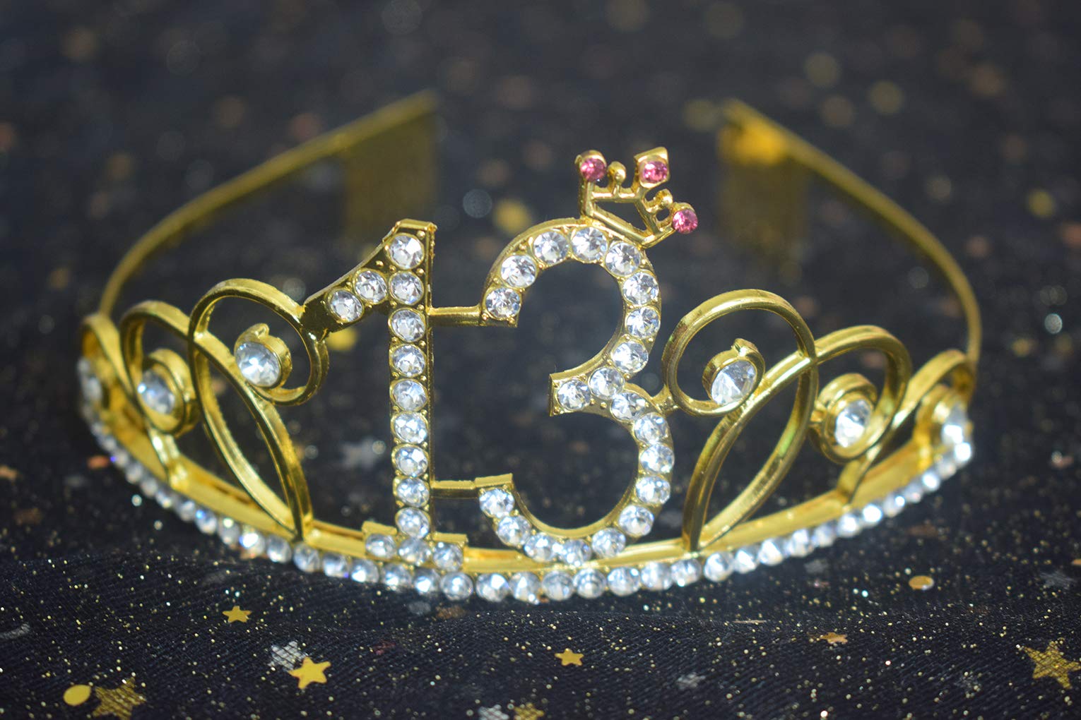 13th Birthday Tiara and Sash Set - Sparkling Crystal Crown & Glitter Satin Sash for Girls' Birthday Party Decorations | Perfect for Sweet 13 Celebrations, Princess Themed Parties & Milestone Birthday Photos