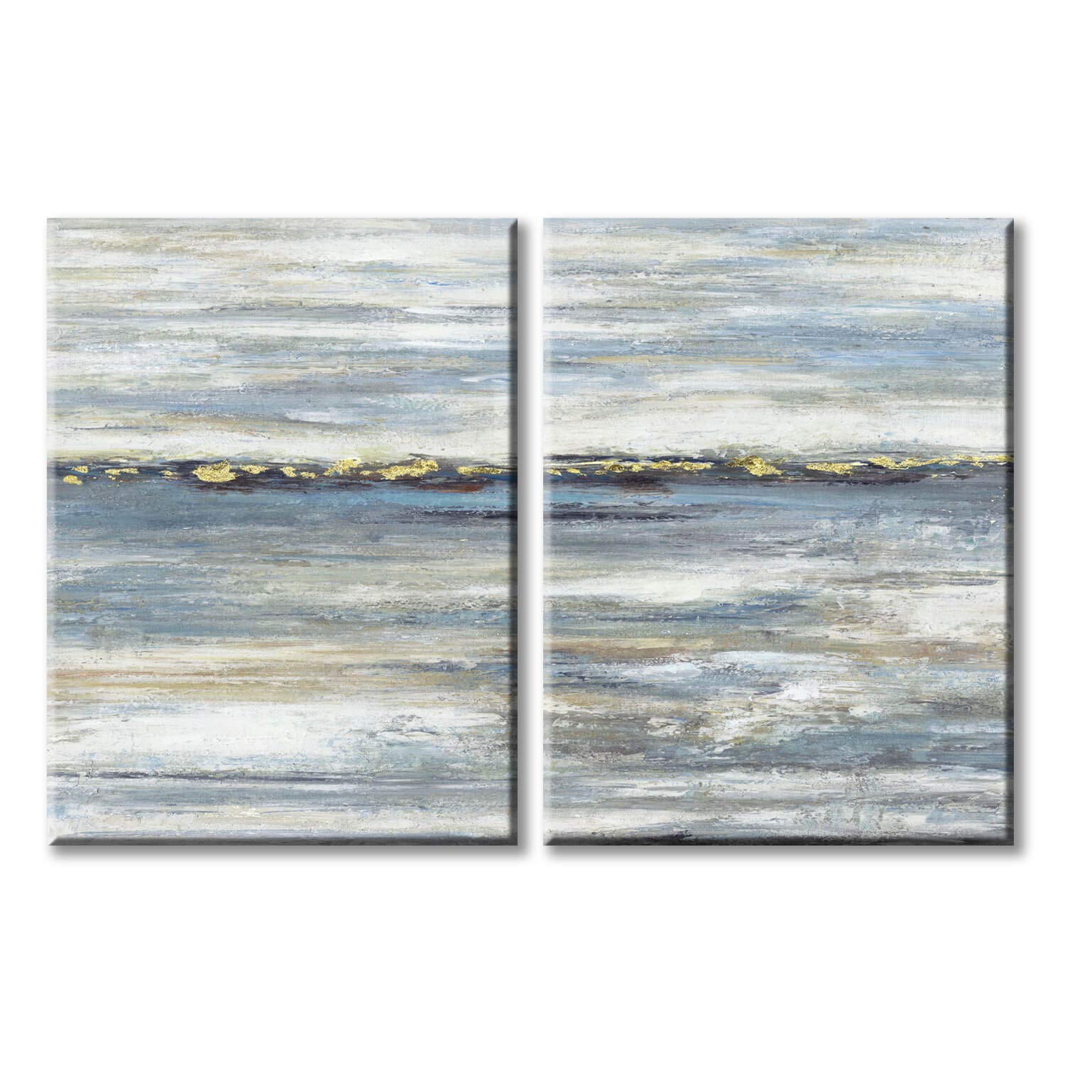 UTOP-art Blue Abstract Canvas Painting with Gold Foils - Hand Painted Textured Wall Art for Home & Office Decor (18