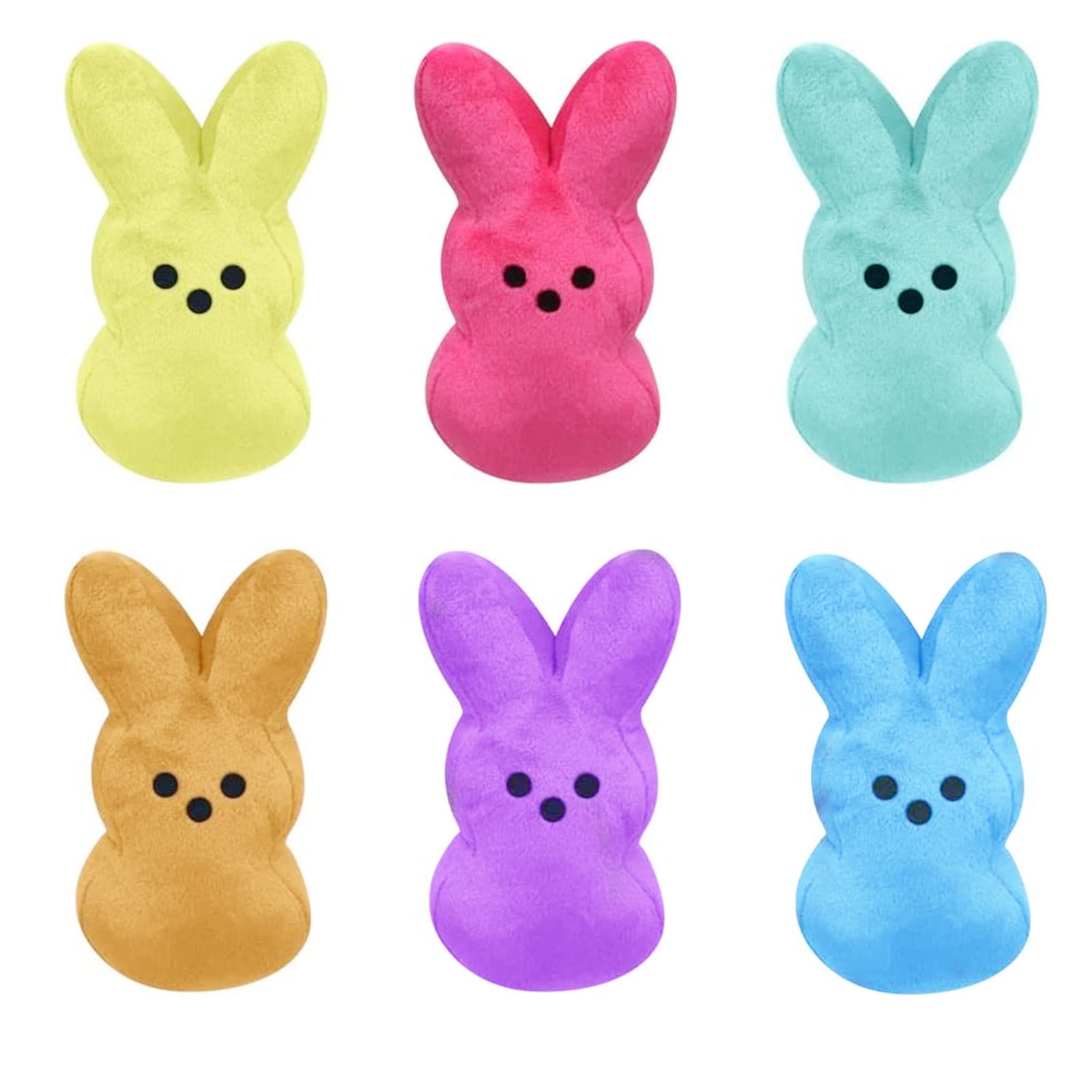 Easter Bunny Plush Toys 6Pcs - Cute Easter Peep Stuffed Animals, Soft Bunny Dolls for Kids - Perfect Easter Basket Stuffers & Gift Ideas for Easter Egg Hunt, Spring Decorations & Party Favors