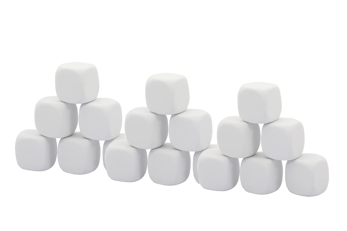 White EVA Foam Dice Blocks for Kids - 18PCS 1.96 Inch Soft Building Blocks for Creative Painting, Graffiti Art & Party Games - Perfect for DIY Crafts, Classroom Activities & Birthday Party Decorations