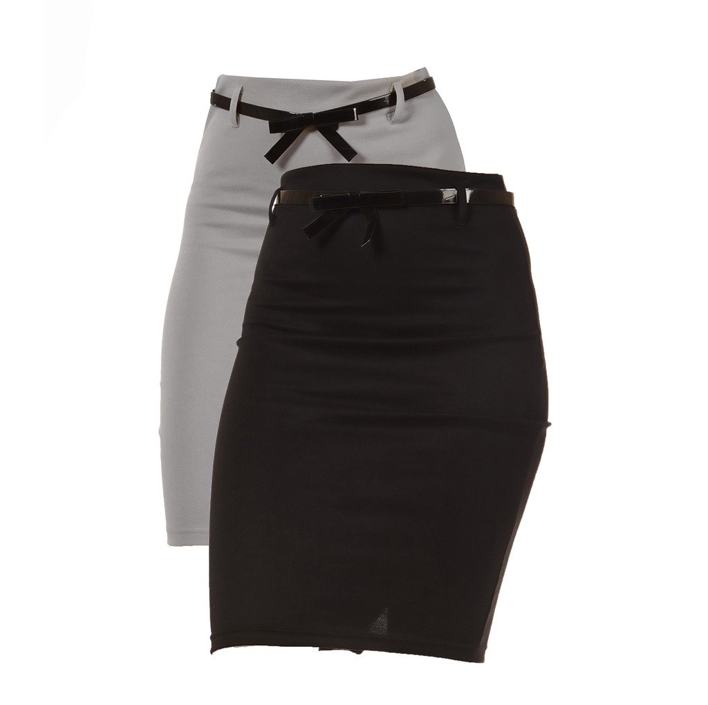 Dinamit Jeans 2 Pack Junior High Waist Pencil Skirt for Women - Slim Fit Stretch Denim Skirts for Work & Casual Outfits | Office, Party & Date Night Wear