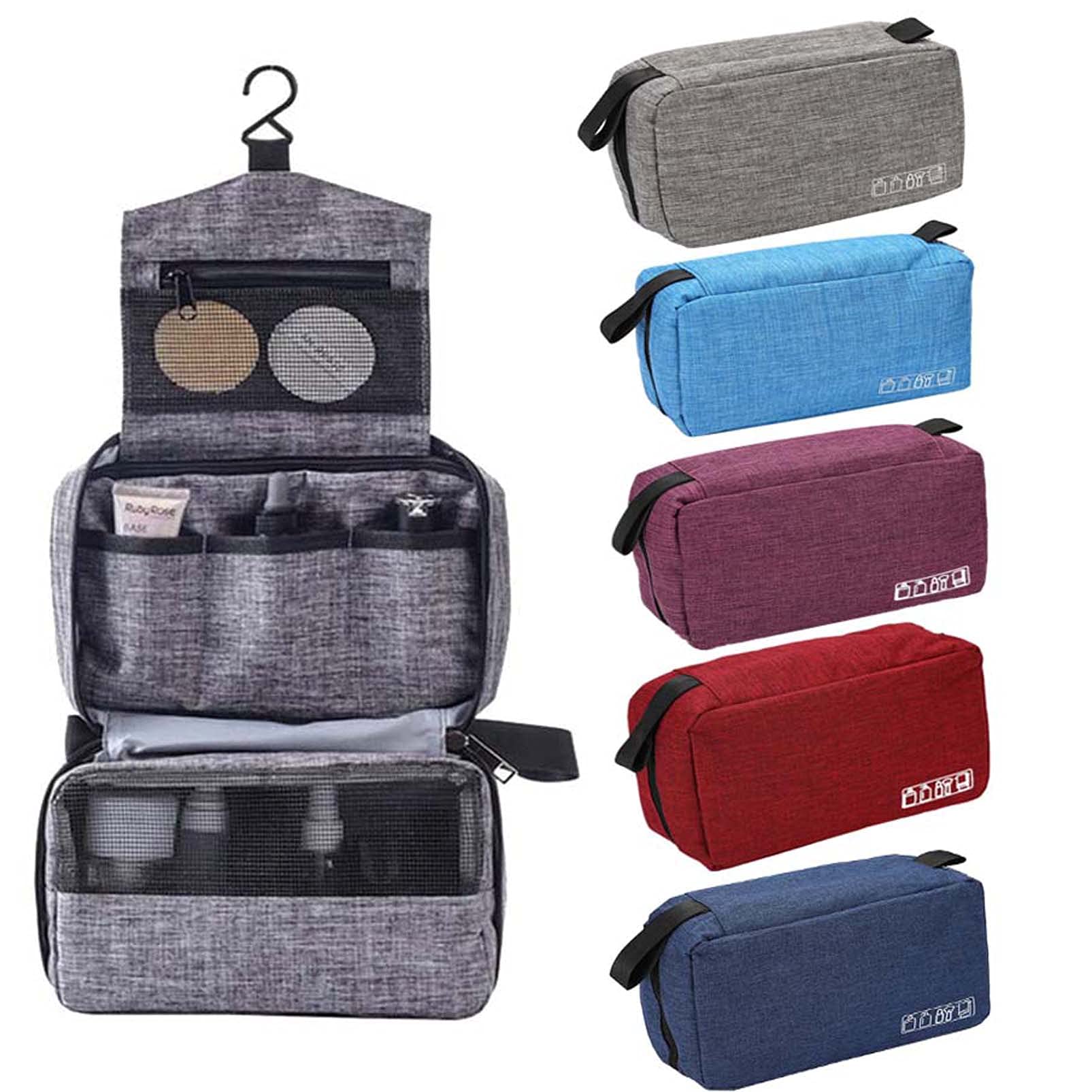 **Zhouhuaw Waterproof Hanging Travel Toiletry Bag - Portable Shower & Cosmetic Organizer for Men & Women - Gym, Camping & Vacation Essentials (Blue)**