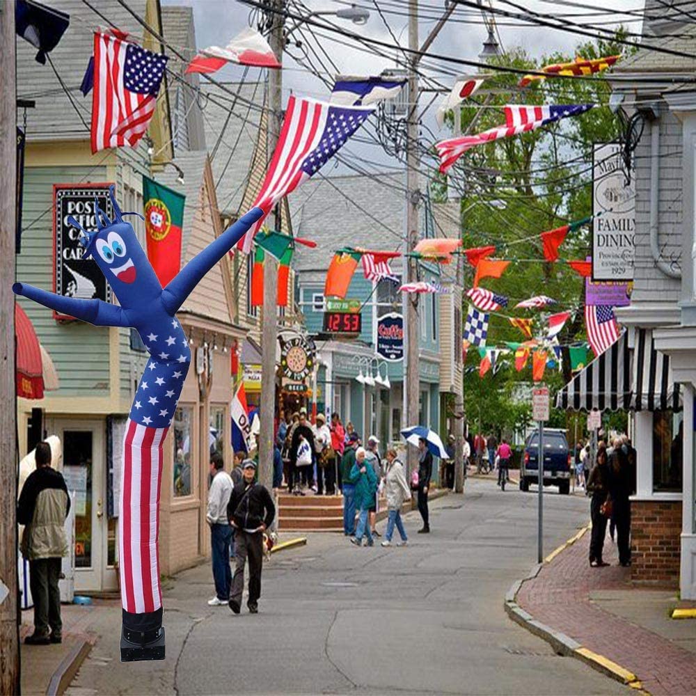 20ft American Flag Inflatable Tube Man - Air Powered Dancing Wacky Waving Guy with 1HP 2-Speed Blower | Perfect for Car Dealerships, Grand Openings, Sports Events & Patriotic Celebrations
