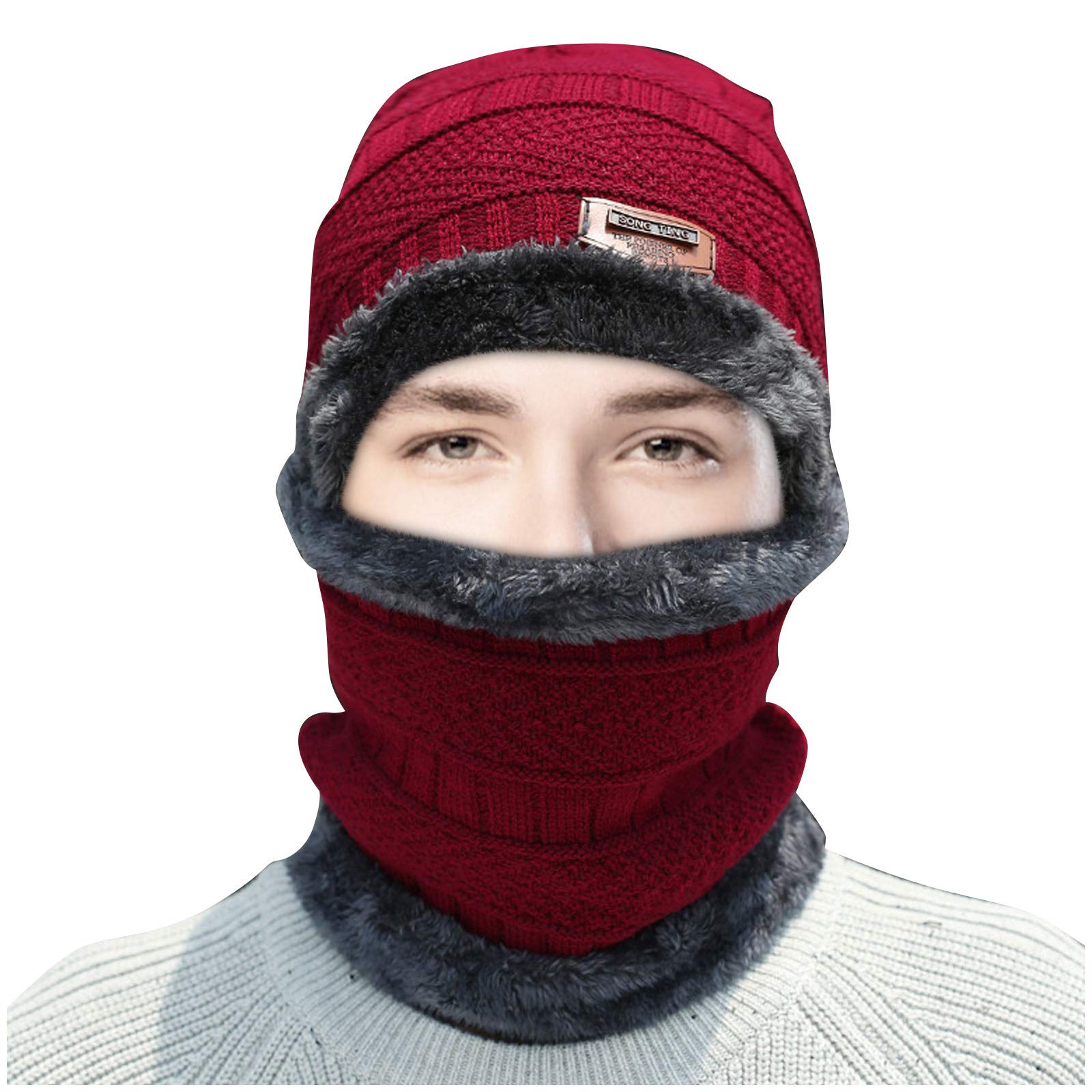 Windproof Winter Plush Woolen Hat & Scarf Set - Thermal Baseball Cap for Cycling, Skiing & Outdoor Activities - Cozy Two-Piece Beanie & Neck Warmer for Cold Weather