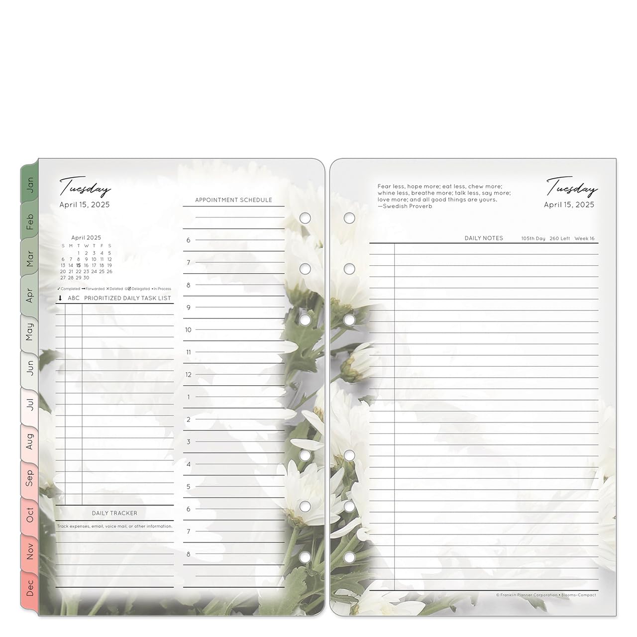 FranklinCovey Compact Two Page Per Day Ring-Bound Planner (April 2025 - March 2026) - Daily Organizer for Productivity & Time Management - Perfect for Professionals, Students & Entrepreneurs