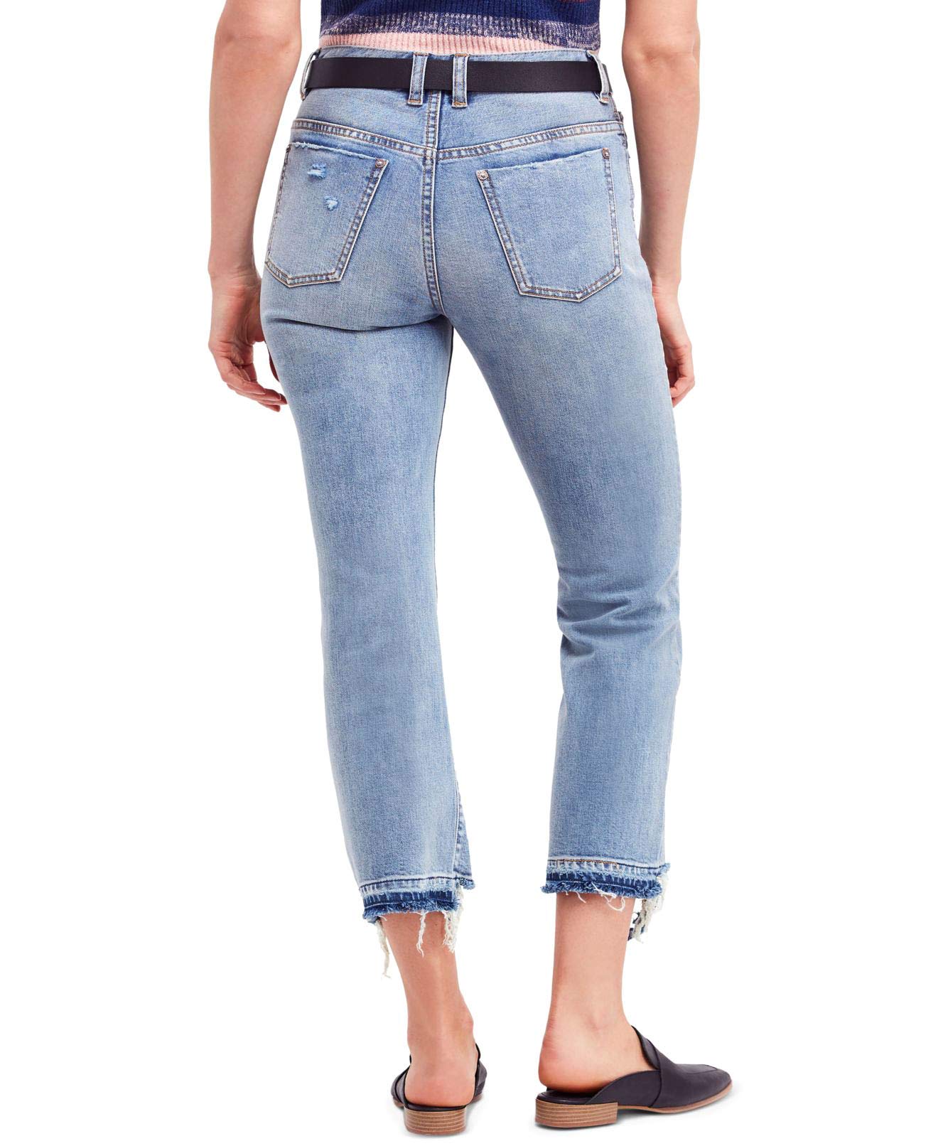 Free People Dylan Cropped Jeans - High Waist Distressed Denim Pants for Women (Size 30, Blue) | Perfect for Casual Outfits & Streetwear Fashion