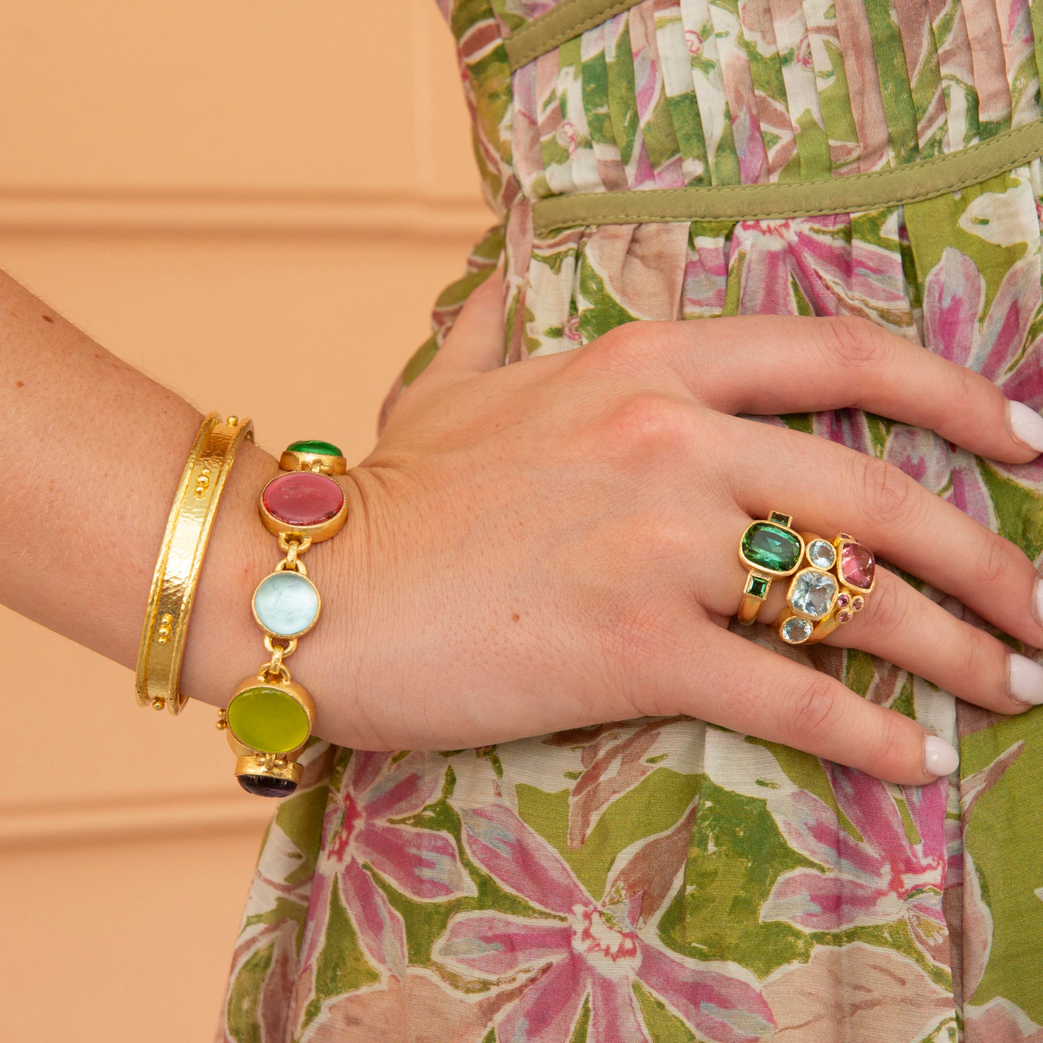 Elizabeth Locke Pastel Venetian Glass Intaglio Link Bracelet - Elegant Beaded Jewelry for Women | Perfect for Weddings, Parties & Special Occasions