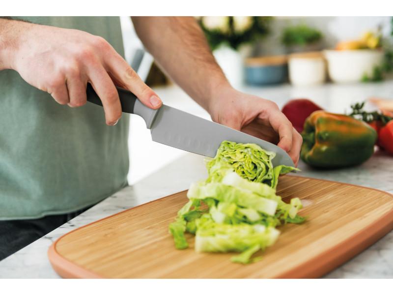 BergHOFF Leo 6.75 Inch Premium Stainless Steel Santoku Knife - Gray Kitchen Knife for Slicing, Dicing & Chopping | Perfect for Home Chefs & Professional Cooking
