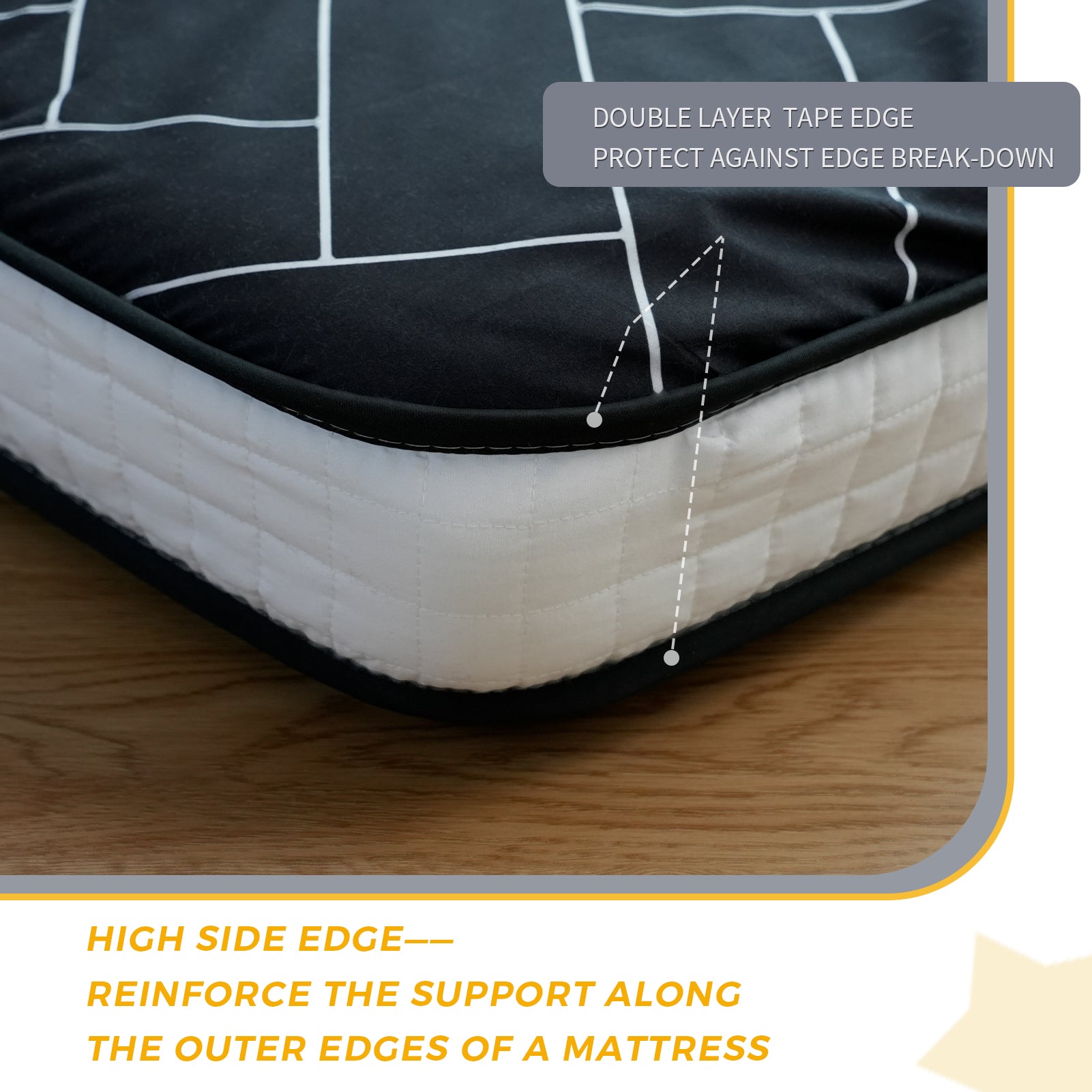 MAXYOYO Japanese Floor Futon Mattress - Black Geometric Pattern, 3-Inch Thick Foldable Sleeping Pad for Guest Bed, Floor Bed, Camping & Travel | Comfortable & Space-Saving