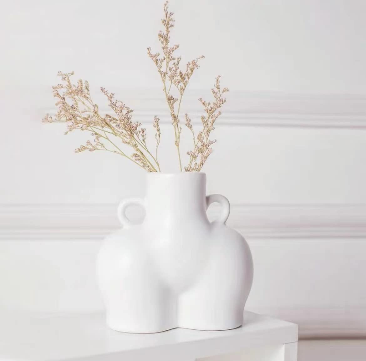 JYYBN Ceramic Human Body Sculpture Vase - White Artistic Tabletop Decor for Flowers & Plants | Modern Home & Office Decoration | Unique Gift Idea for Interior Design Lovers