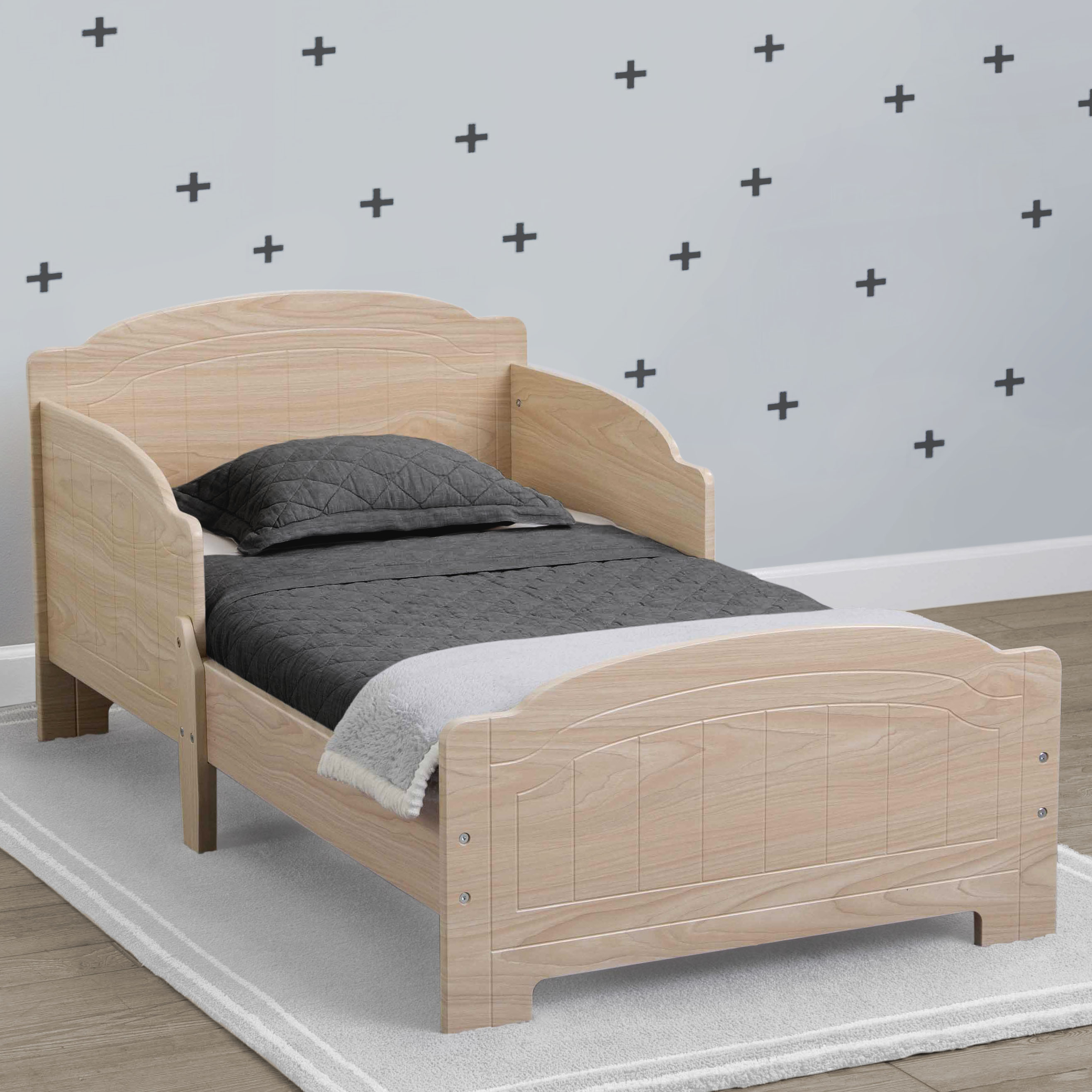 Premium Newport Wood Toddler Bed - Safe & Sturdy Convertible Kids Bed for Boys & Girls - Perfect for Nursery, Daycare, or First Big Kid Bed Transition