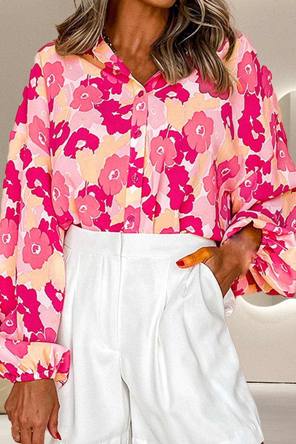 Stylish Women's Long Sleeve Button Down Blouse - Elegant Office Wear & Casual Outfit for Work or Date Night