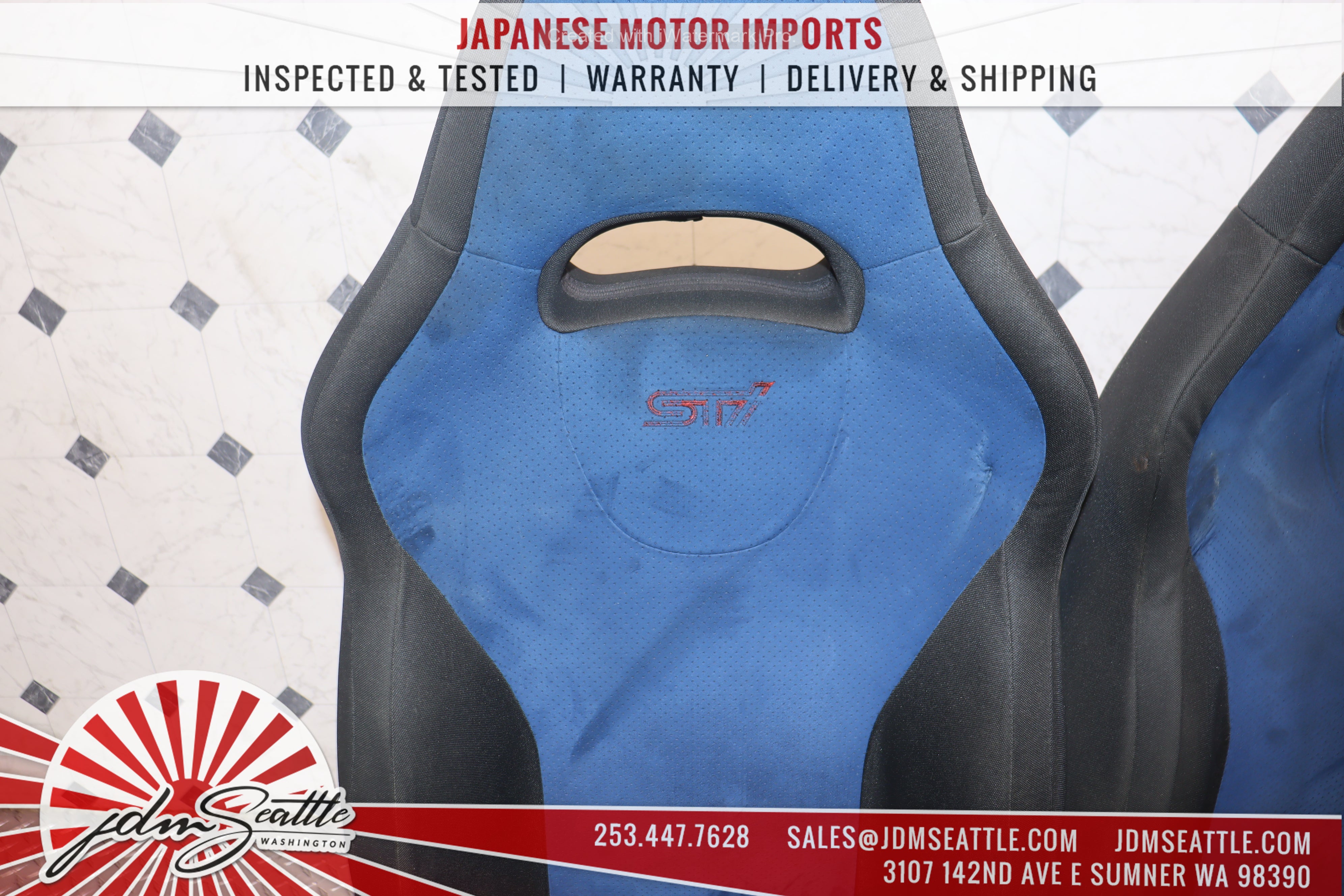 2002-2007 Subaru Impreza WRX STI GDB Complete Blue Front & Rear Seats - JDM Performance Upgrade for Racing & Street Use