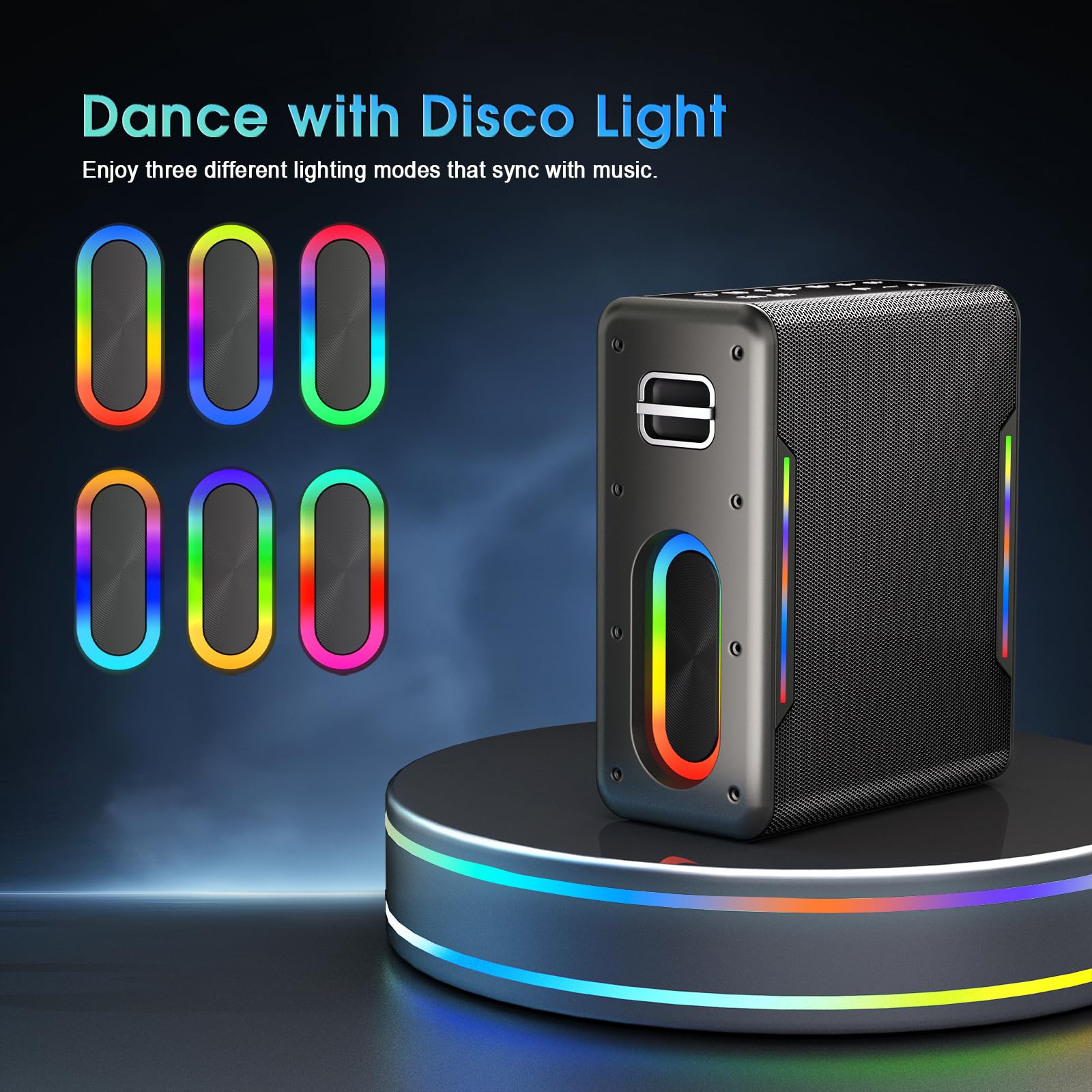 Portable Karaoke Machine with 2 Wireless Microphones - Bluetooth Speaker for Adults & Kids, PA System with LED Lights, Voice Modes, BT/TWS/AUX/USB/TF Support - Perfect for Home Parties, Birthday Celebrations & Outdoor Gatherings (Black)