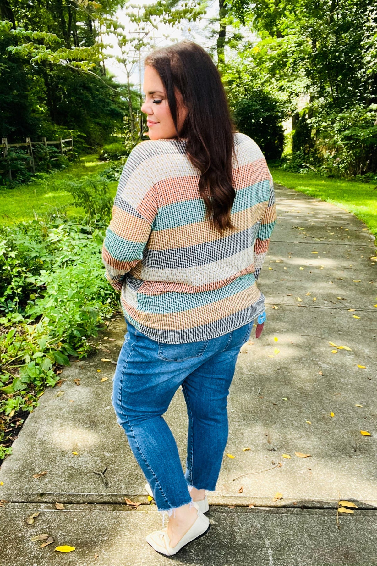 Stylish Hunter Green Stripe Vintage Two-Tone Blouse for Women | Retro Fashion Top | Perfect for Casual Outings, Date Nights & Office Wear