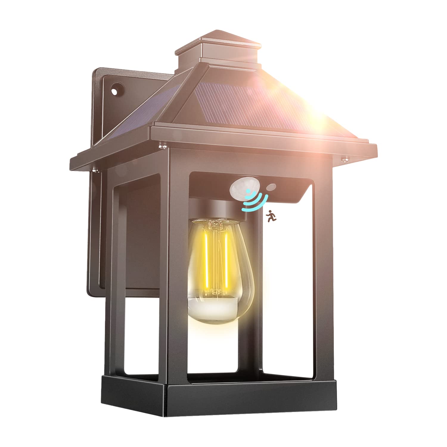 Solar Powered Outdoor Wall Lights with Motion Sensor - Waterproof LED Solar Lights for Patio, Porch, Fence (3 Lighting Modes, Auto Dusk to Dawn) - Perfect for Garden, Pathway, and Backyard Security Lighting