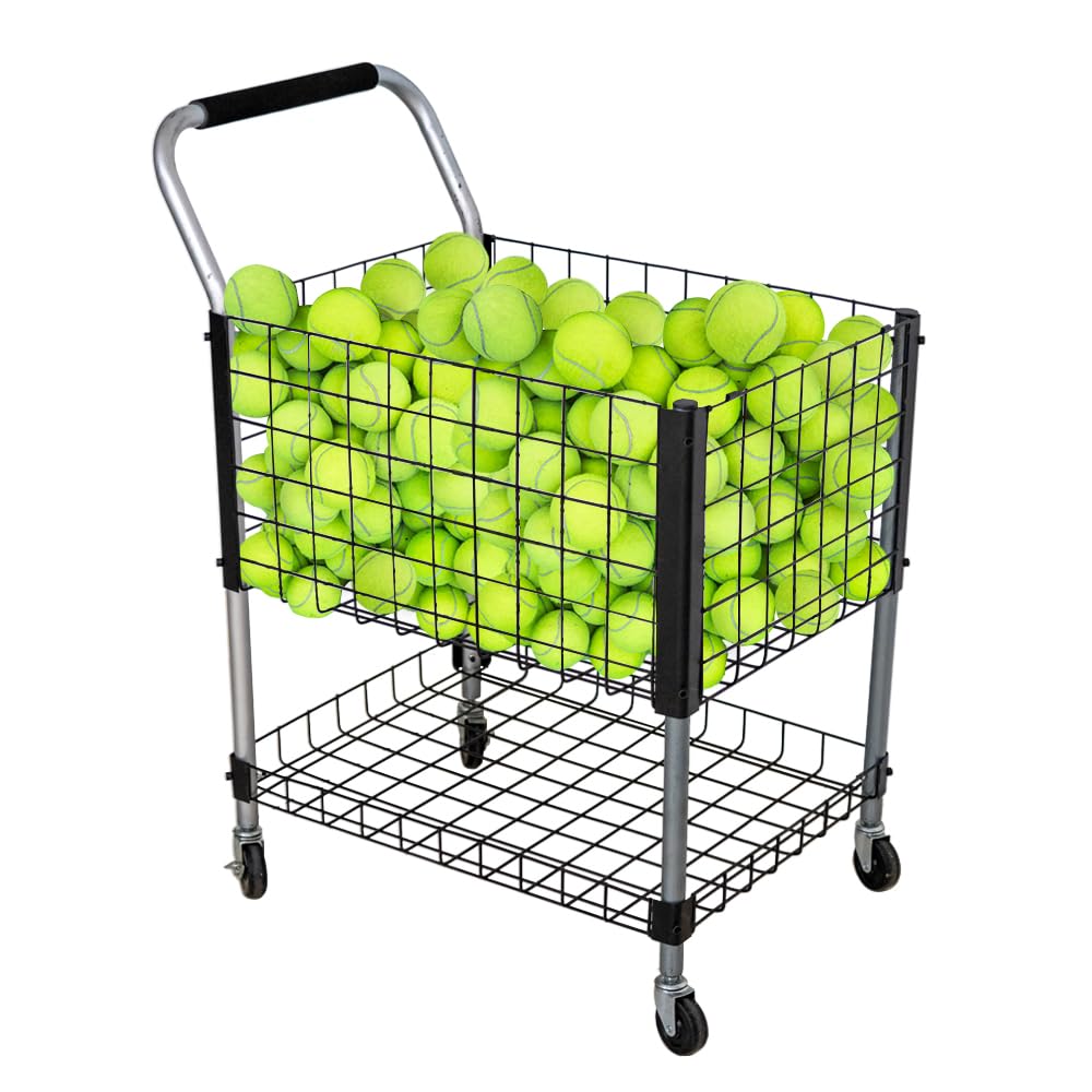 Premium Tennis Ball Cart with Wheels - Heavy Duty Portable Tennis Ball Holder Basket for Training & Coaching - Large Capacity for Sports Courts & Clubs - Ideal for Tennis Coaches, Players & Practice Sessions