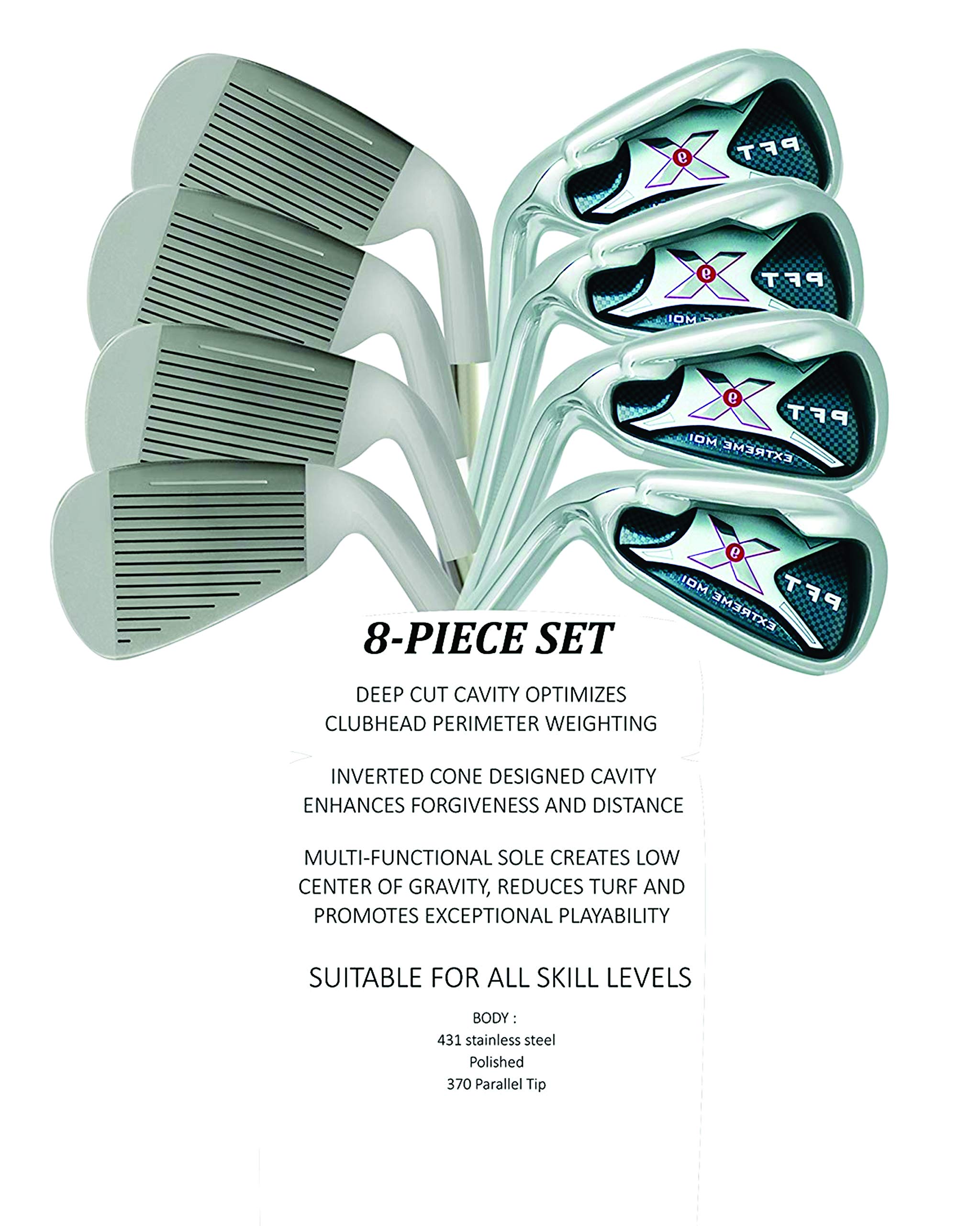 Left Handed PFT X9 Extreme MOI Iron Set for Women - 8-Piece Golf Clubs (4-SW) with Lady Flex Shaft - Perfect for Petite Players 5' to 5'3