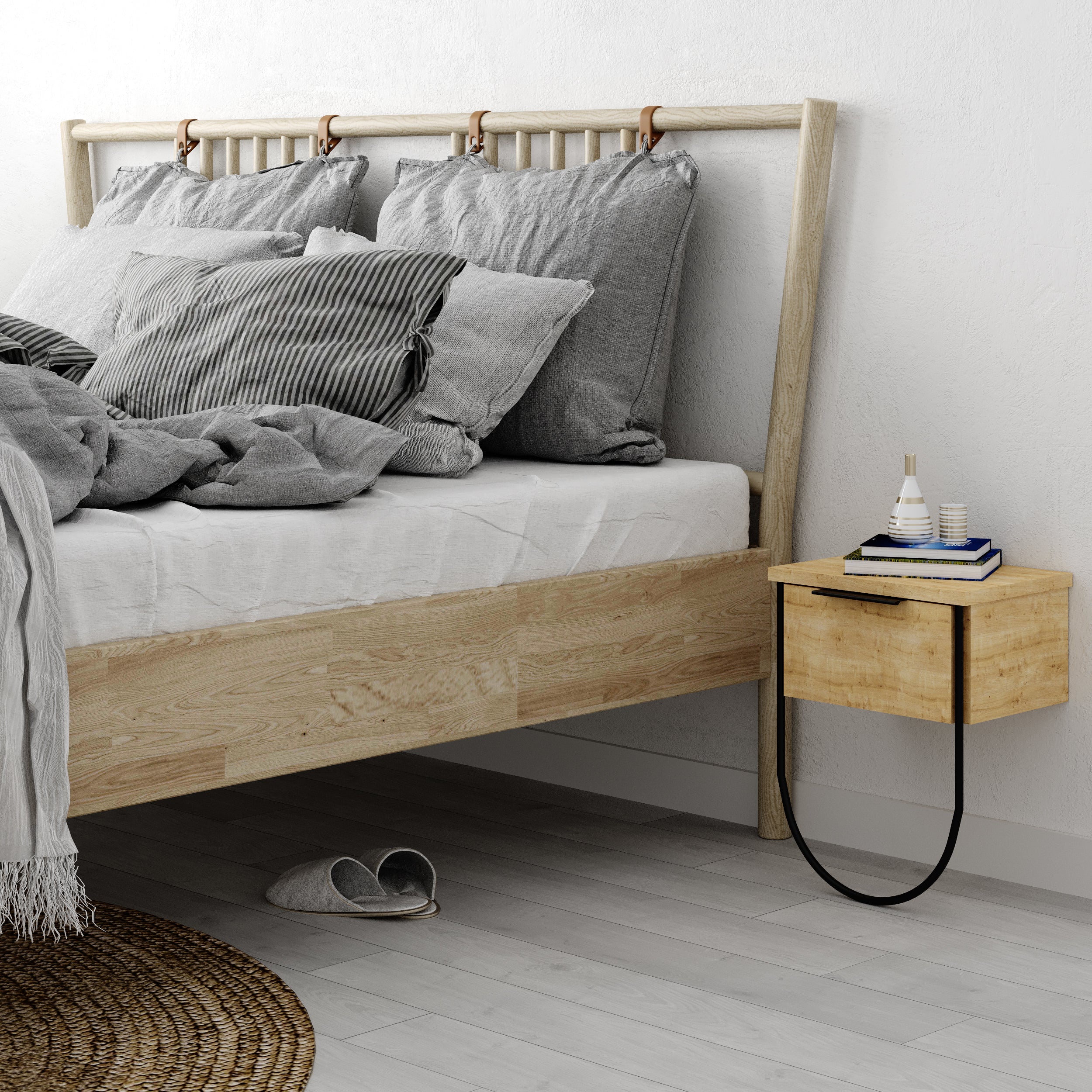 Modern Nightstand with USB Ports - Wooden Bedside Table with Drawer for Bedroom, Living Room & Office - Perfect for Storage & Charging Devices