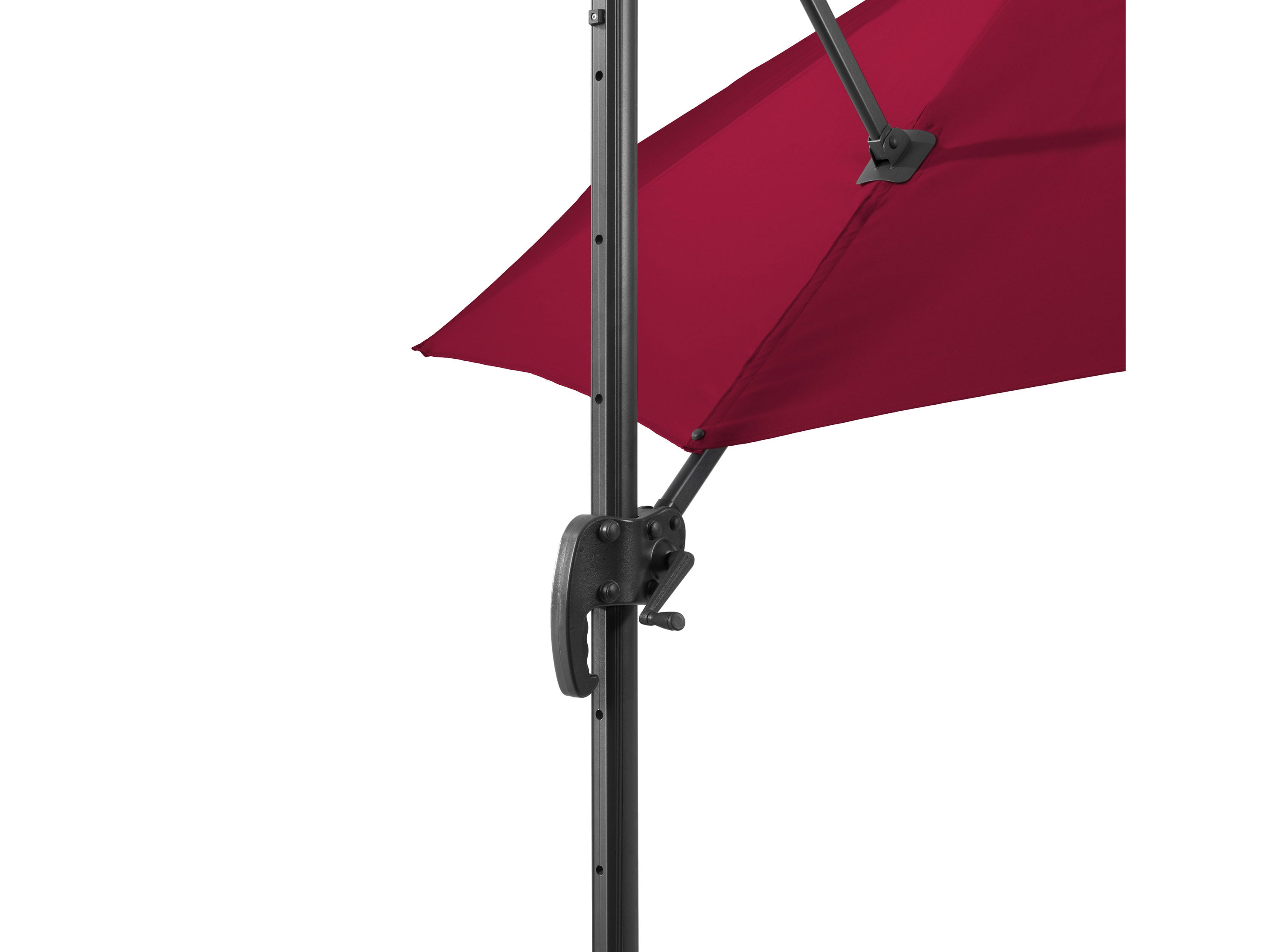 9.5ft Offset Patio Umbrella - 360 Degree Rotation, Wine Red Color for Outdoor Dining, Poolside Lounging & Garden Relaxation