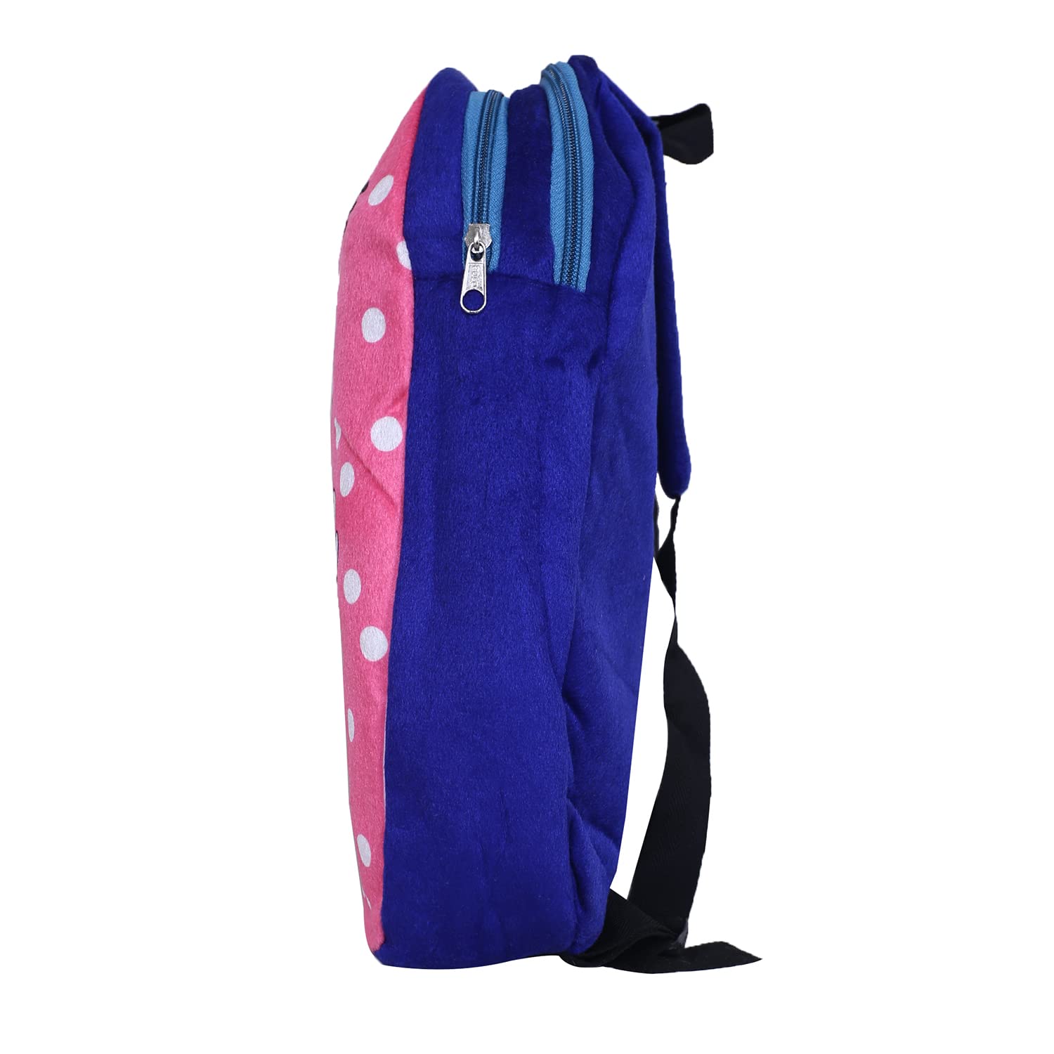 Disney Minnie Mouse Velvet Backpack for Kids - Pink & Blue School Bag with 2 Compartments | Cute Bookbag for Boys & Girls | Perfect for School, Travel & Daily Use