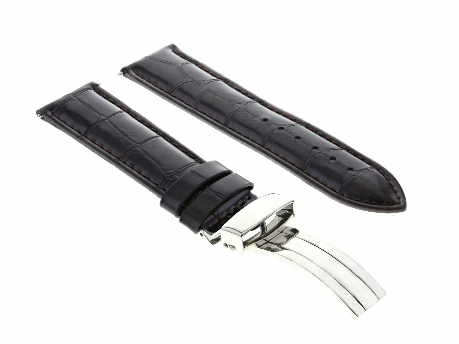19mm Genuine Leather Watch Band Strap - Compatible with Montblanc Watches - Dark Brown Replacement Strap with Deployment Clasp | Luxury Watch Accessories for Men & Women | Business, Formal & Casual Wear