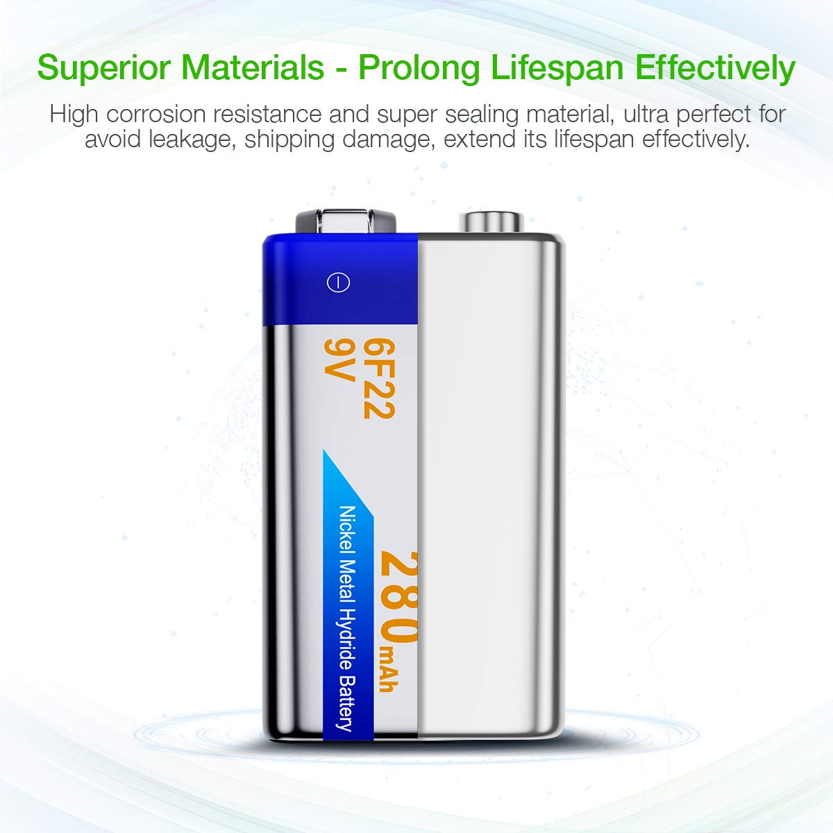EBL 9V Rechargeable NiMH Batteries 280mAh - 4 Pack for Smoke Alarms, Detectors & Home Safety Devices | Long-Lasting Power for Emergency Use