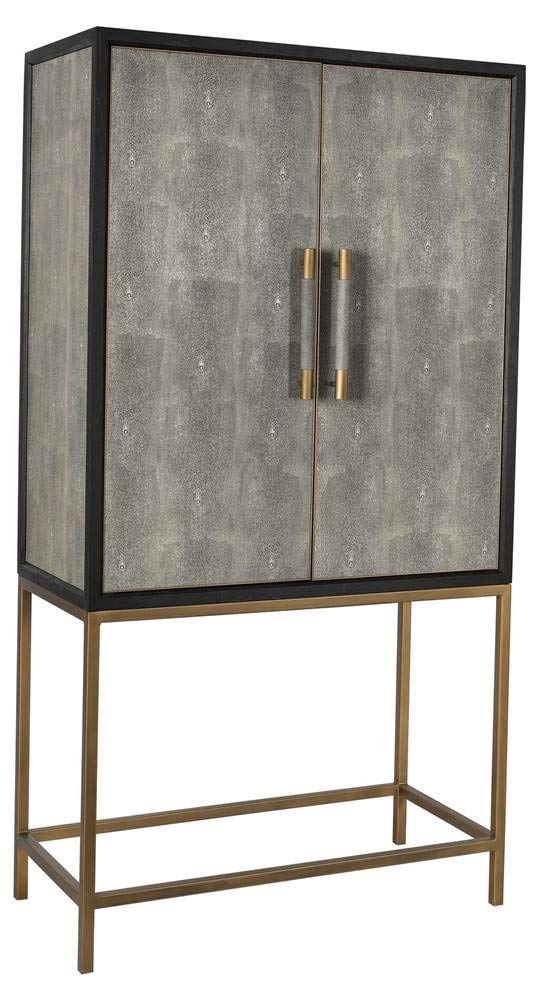 Moe's Home Mako Solid Wood Bar Cabinet in Gray - Stylish Home Bar Furniture for Living Room, Dining Room & Entertainment Spaces