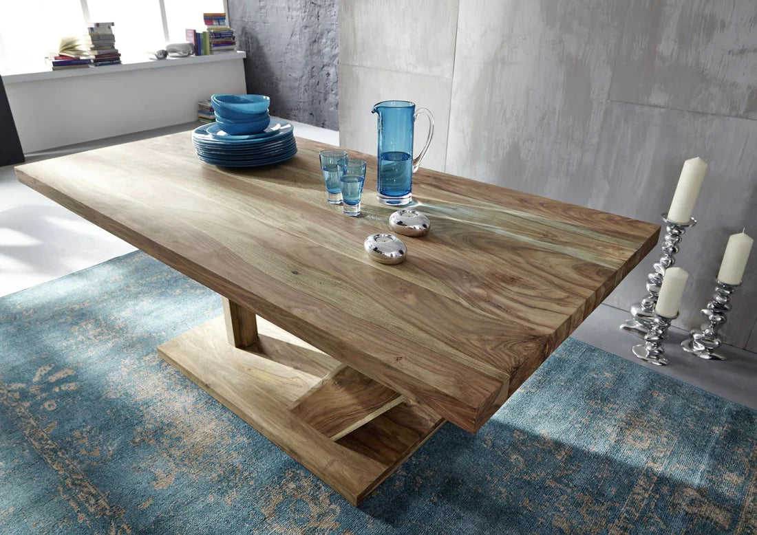 Gfine Solid Sheesham Wood 6-Seater Dining Table 157x88x76cm - Perfect for Family Gatherings & Dinner Parties