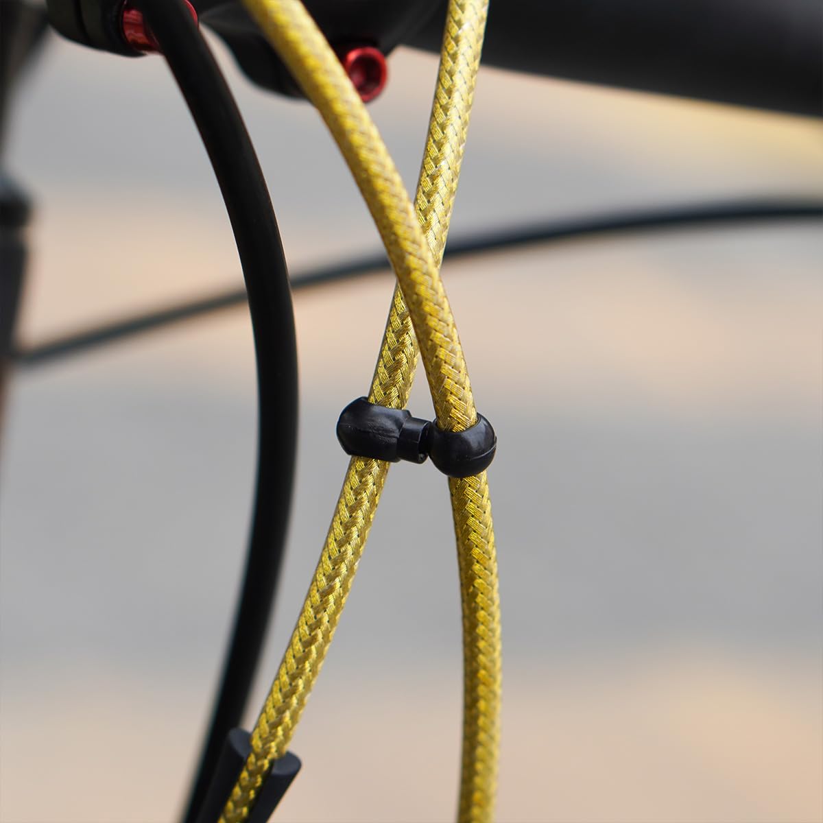 Shimano SRAM Road Bike Derailleur Gear Cable Set - CNC Braided Teflon Coated Shifter Cable & Housing for Bicycle Mountain Bike (Black Gold Silver Titanium) - Smooth Shifting for Commuting Racing & Off-Road Cycling
