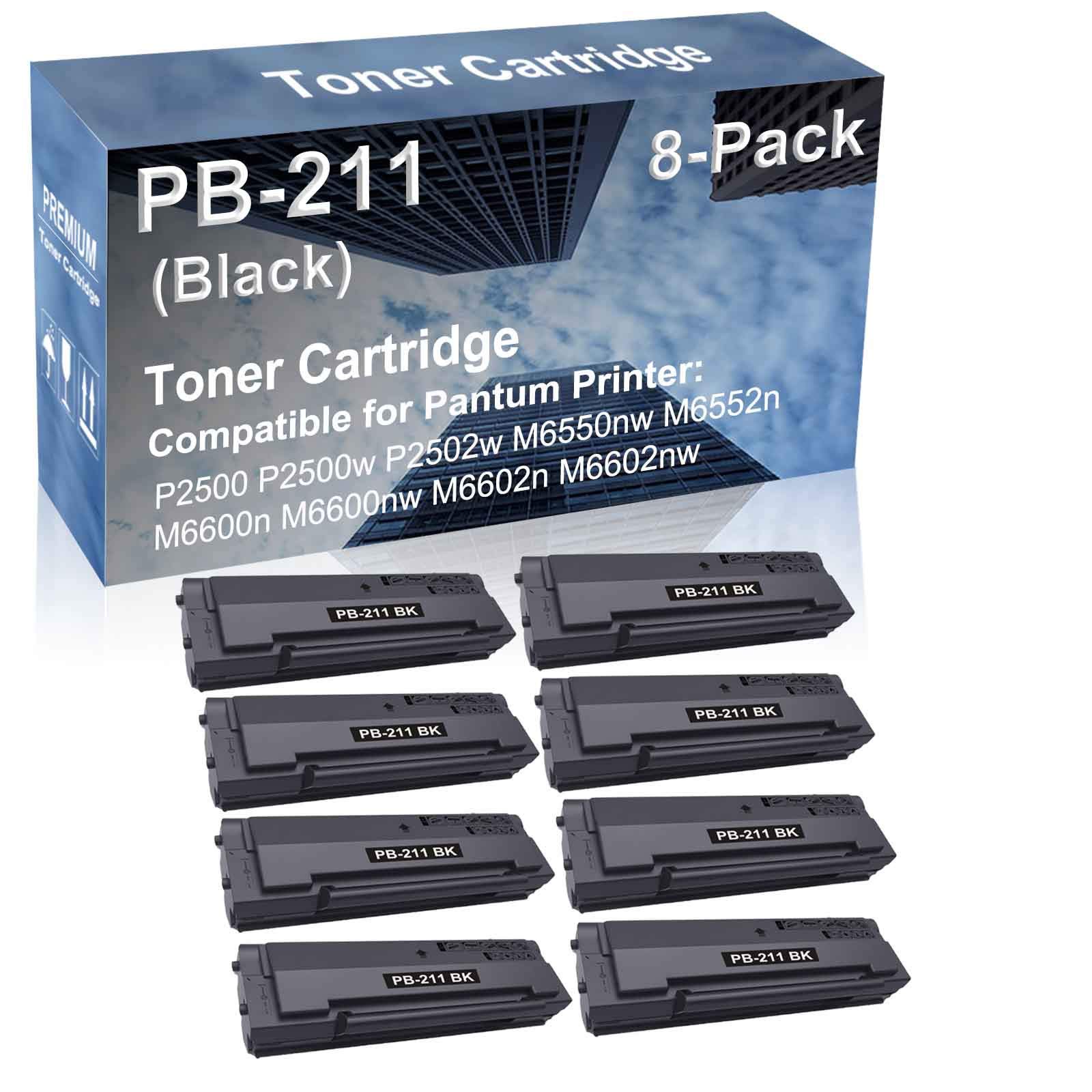 8-Pack High Capacity Pantum PB-211 (PB211) Compatible Toner Cartridge Replacement for M6600nw M6602n M6602nw Printers - Black | Ideal for Home Office & Small Business Printing Needs