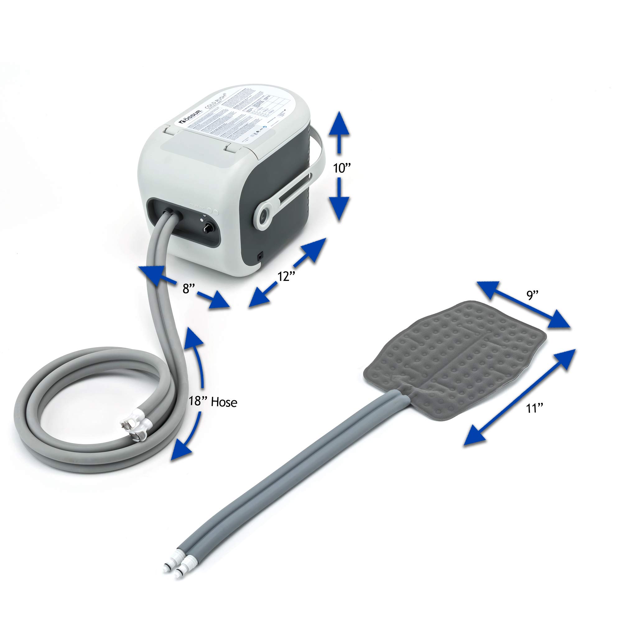 Ossur Cold Rush Therapy Machine System with Lumbar Pad - Ergonomic, Adjustable Wrap for Pain Relief - Quiet, Lightweight Cryotherapy Freeze Kit Pump for Knee, Back & Muscle Recovery - Ideal for Athletes & Post-Surgery Rehabilitation
