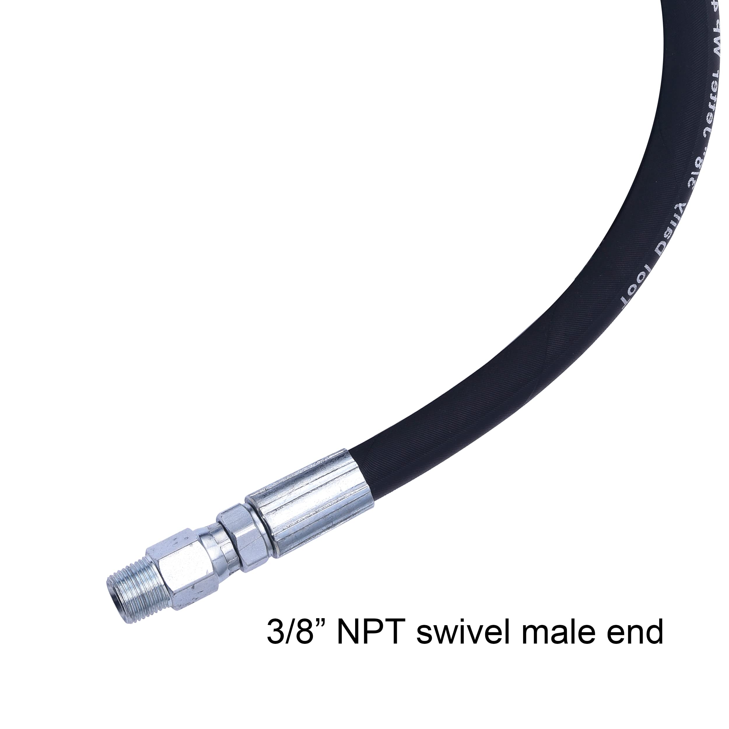 Heavy Duty Pressure Washer Hose Reel with Swivel - 50ft Commercial Grade Whip Hose for Power Washing, Car Washing & Home Cleaning - Ideal for Driveway, Deck, Patio & Outdoor Cleaning