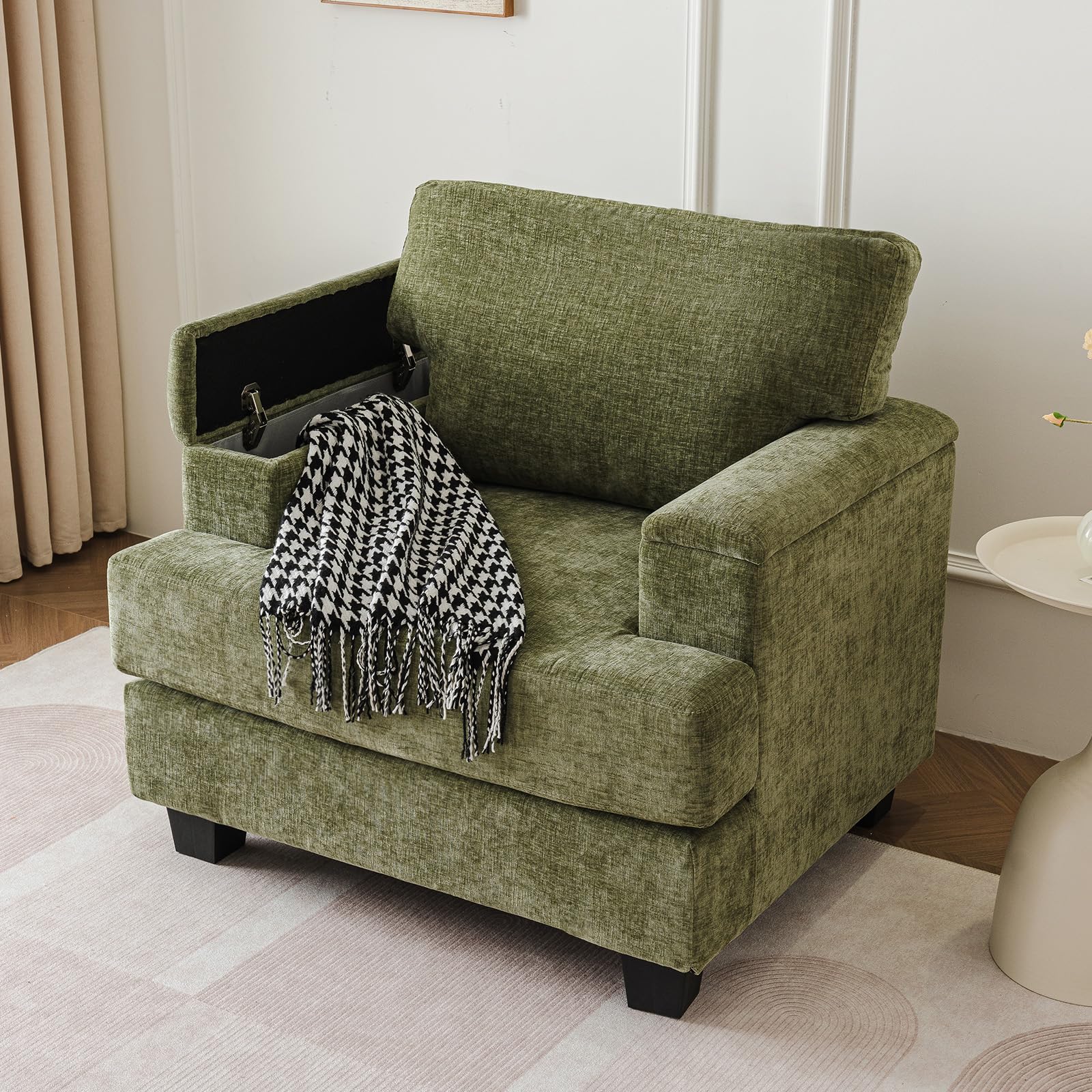 Oversized Mid-Century Accent Chair with Armrest Organizer - Plush 7.8