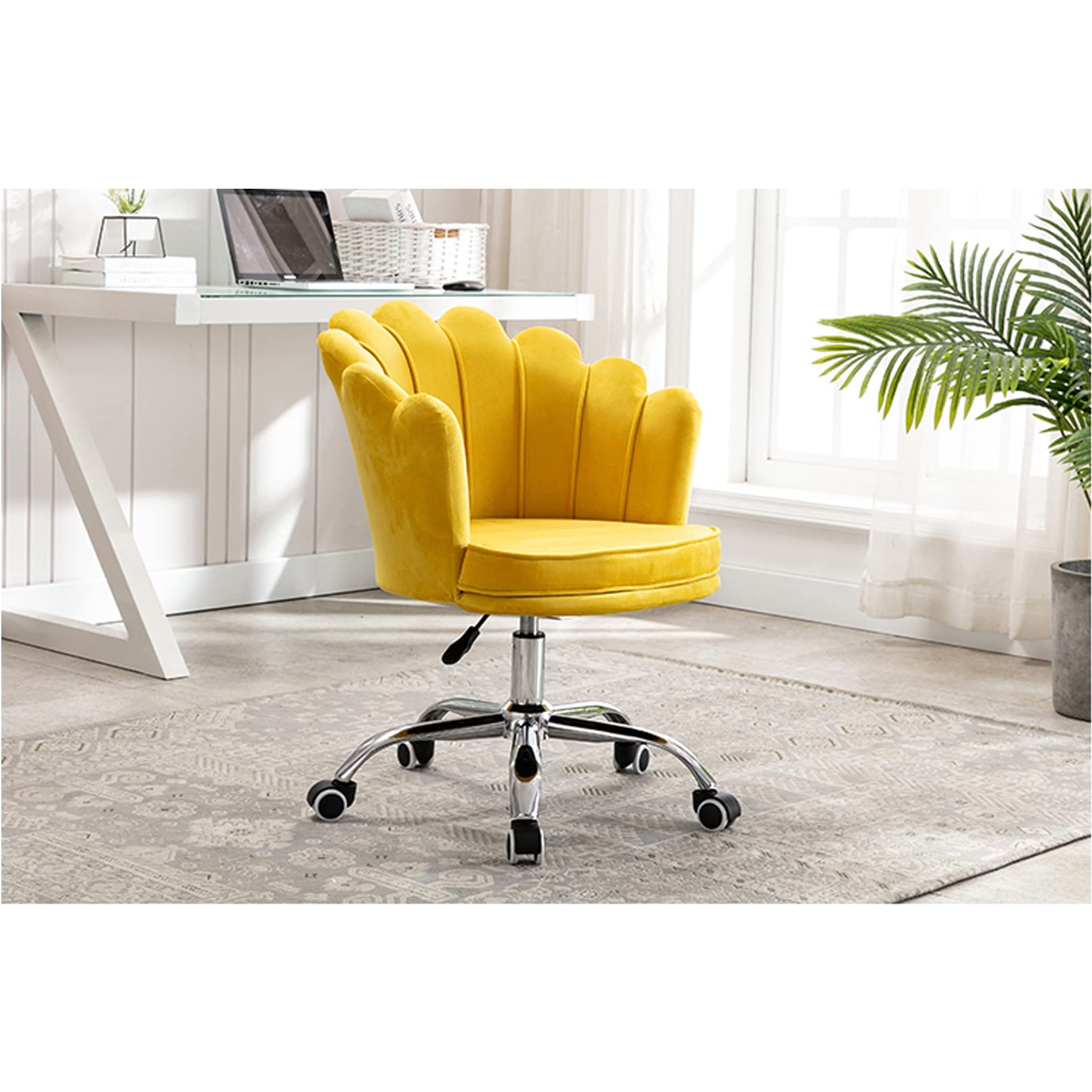 Ergonomic Swivel Office Chair with Adjustable Height - Velvet Executive Desk Chair for Home Office, Bedroom & Workspace - Comfortable Rolling Task Chair for Long Hours of Work & Study