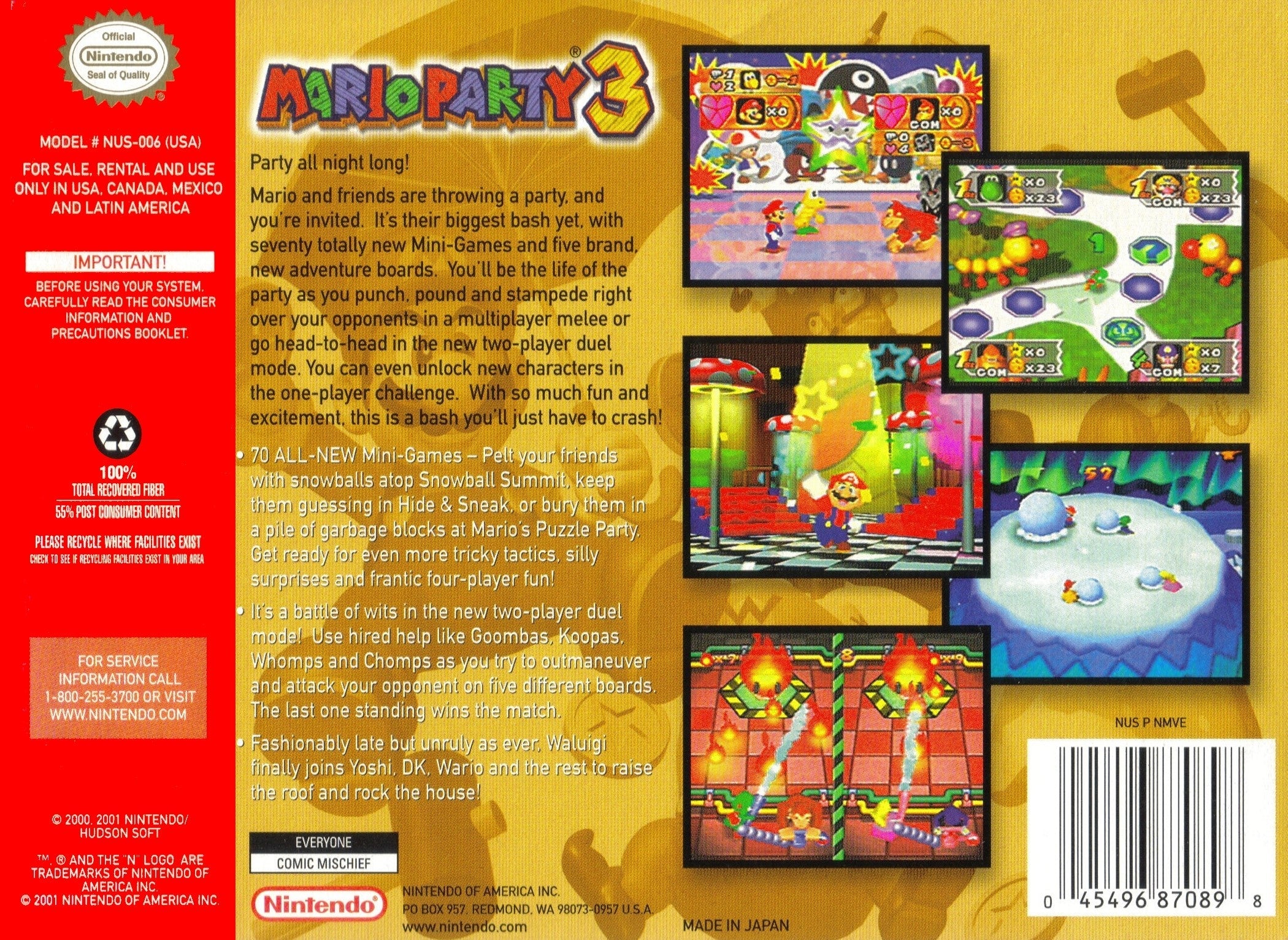 Used Mario Party 3 N64 Video Game - Classic Nintendo 64 Multiplayer Party Game for Family Fun & Nostalgic Gaming Nights