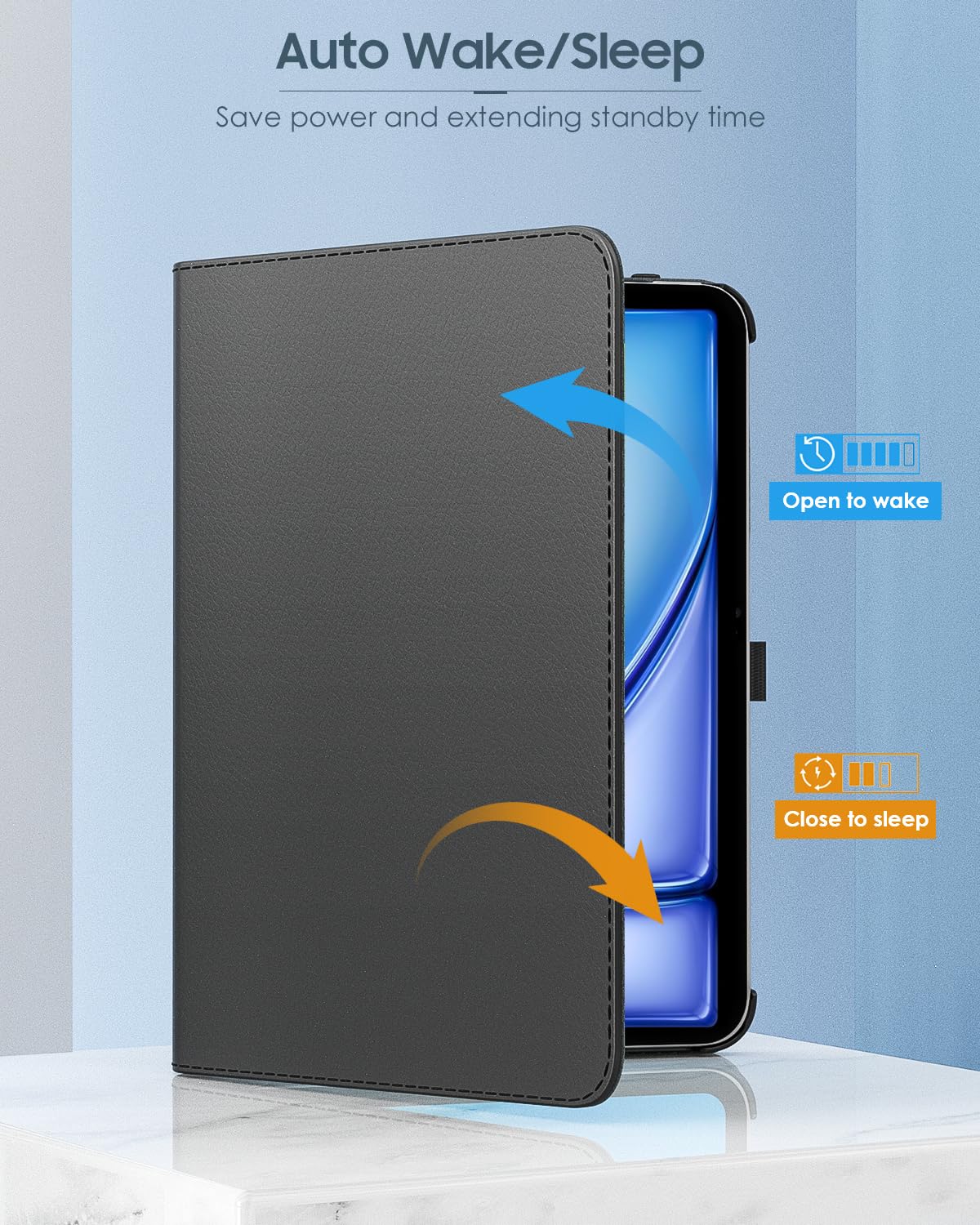 TiMOVO Rotating Case for iPad Air 11 inch M3/M2 (2025/2024) & iPad Air 5th/4th Gen (2022/2020) - 90° Adjustable Stand Protective Cover - Black - Perfect for Work, Study & Entertainment