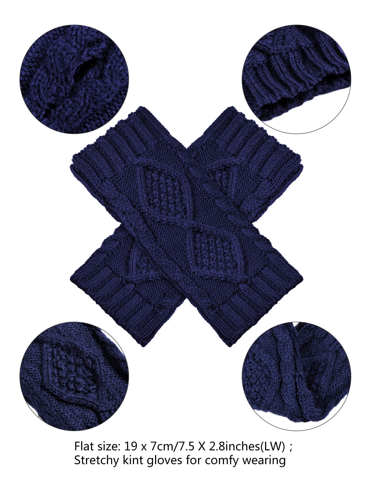 SATINIOR Women's Fingerless Gloves - Knit Half Gloves with Finger Holes for Typing, Wrist Warmers - Perfect for Office Work, Gaming & Cold Weather